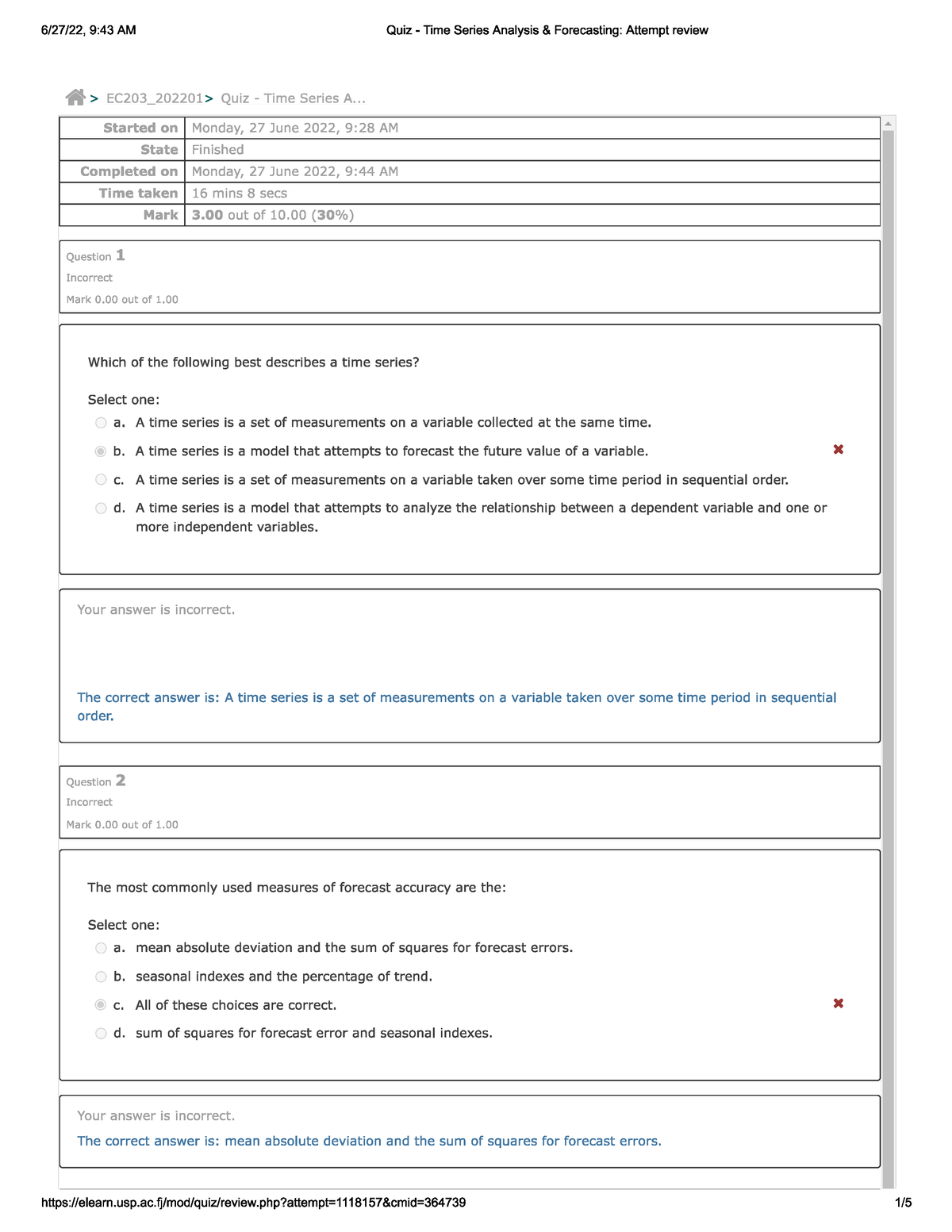 ECo - Review Of Weekly Quizzes For EC203 - Economics Statistics - Studocu