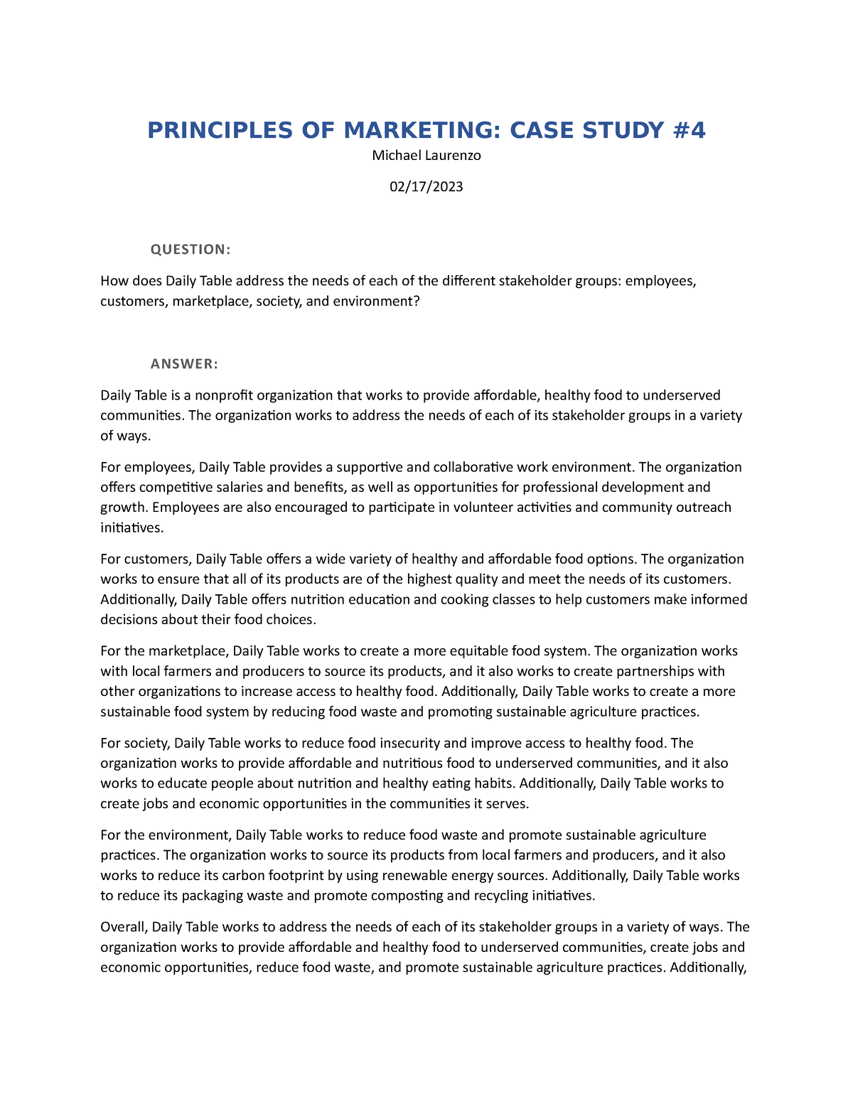 principles of marketing case study pdf