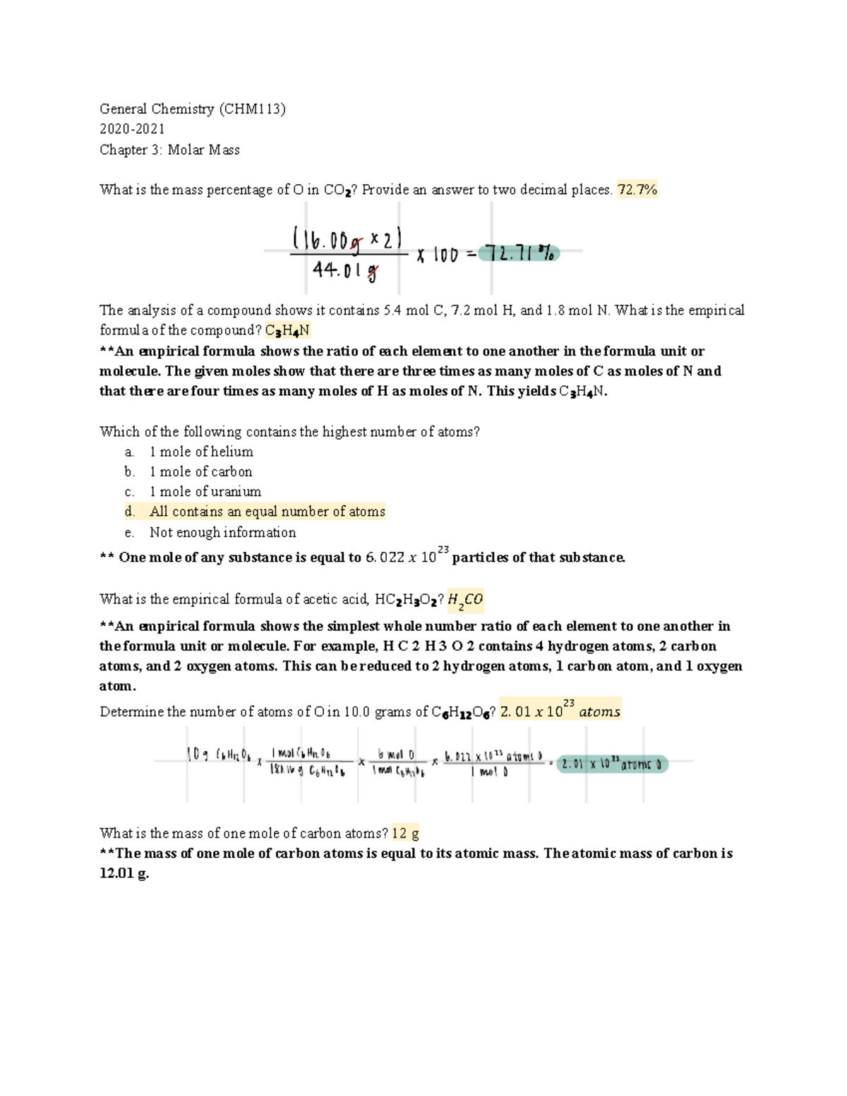 Chemistry 101 - Chapter 3 - Part 1 - General Chemistry (CHM113) 2020 ...