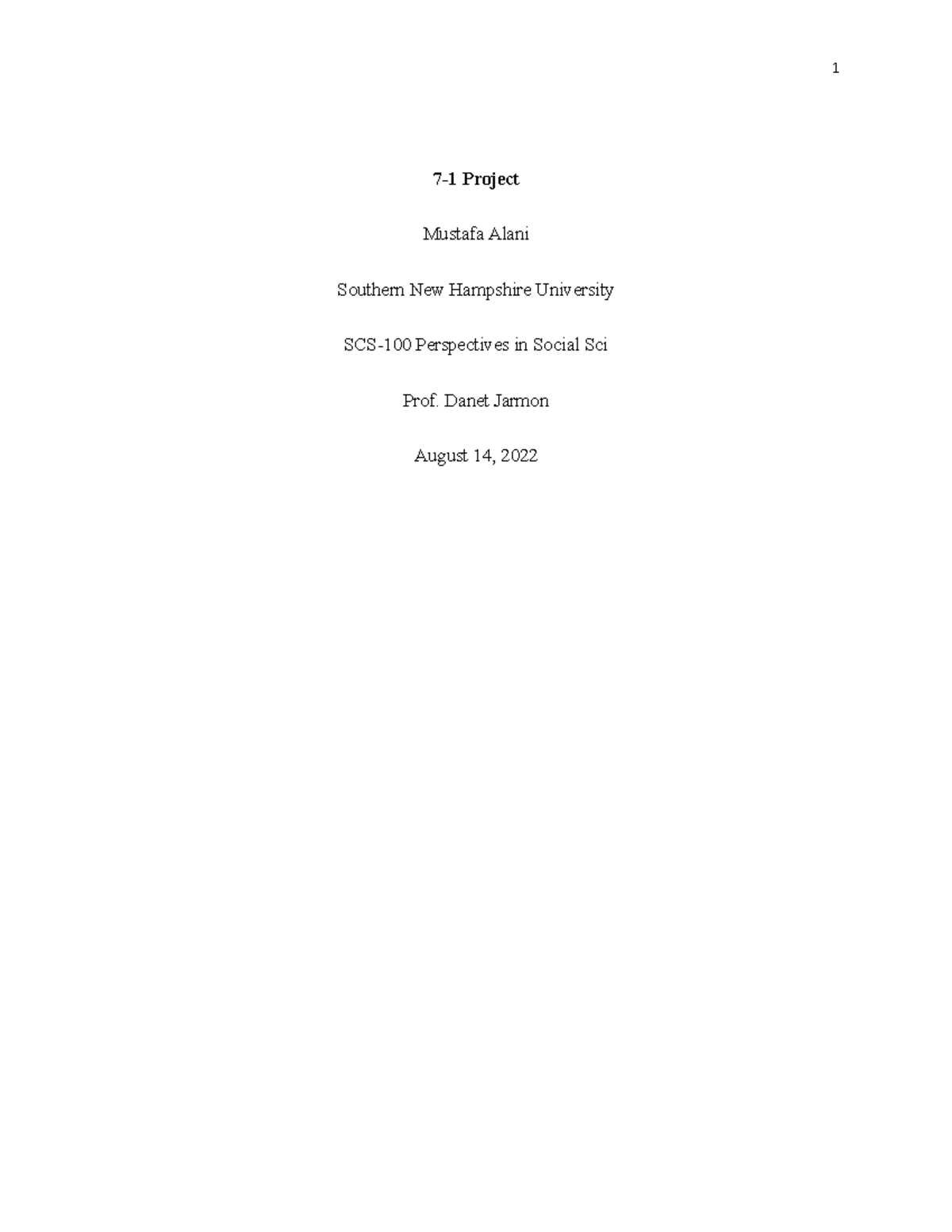 7-1 Project - Course Assignments - 7-1 Project Mustafa Alani Southern ...