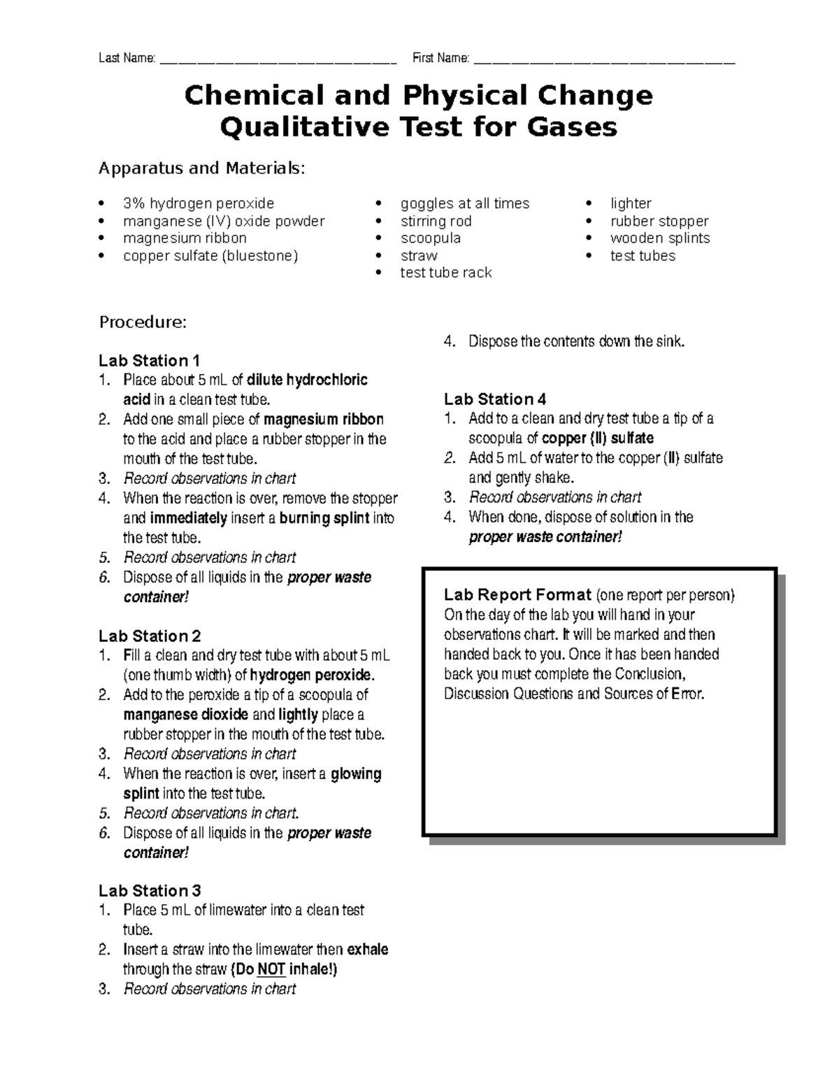 Lab - Physical & Chemical Change (website) - Chemical and Physical ...