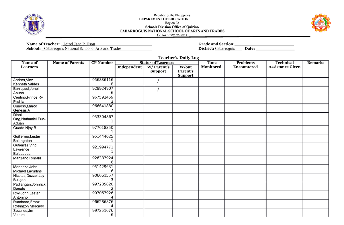 What Is Teachers Log Book