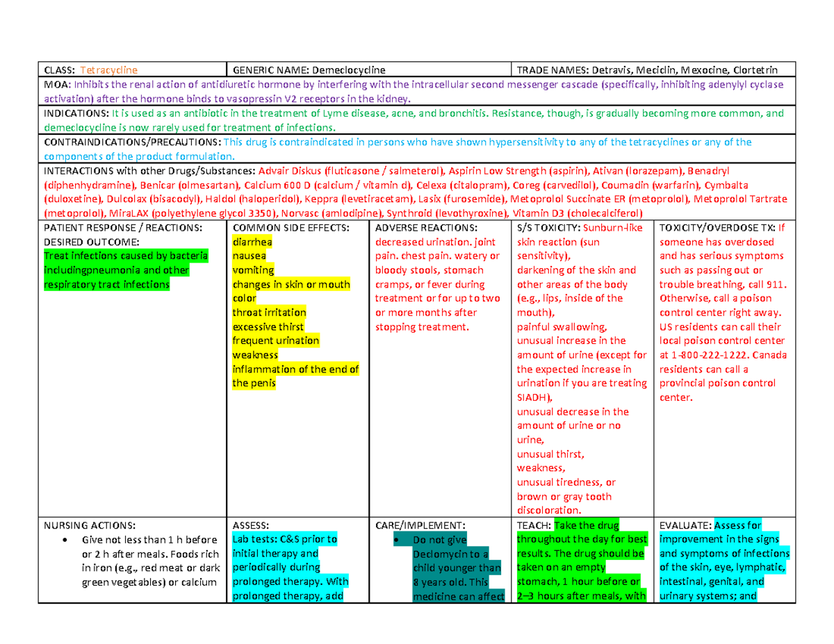 Demeclocycline - INDICATIONS: It is used as an antibiotic in the ...