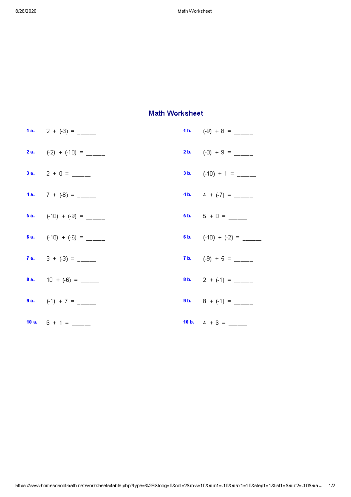 Math Worksheet - notes - 8/28/2020 Math Worksheet - Studocu
