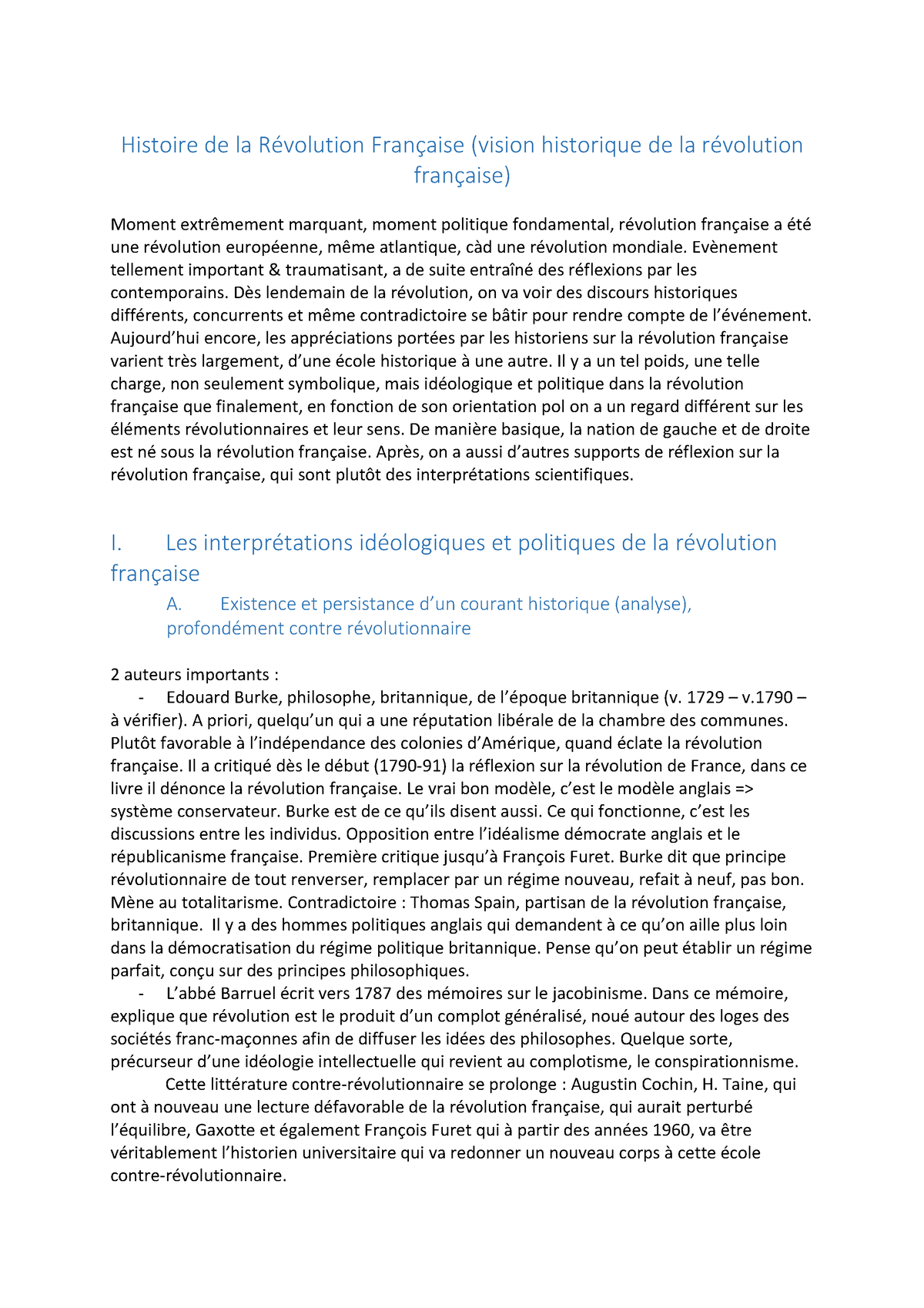 exemple dissertation histoire revolution francaise