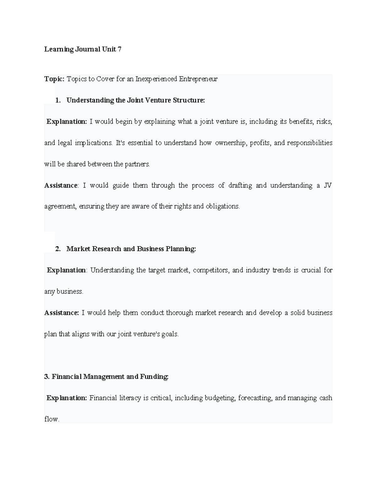 Learning Journal Unit 7 - Understanding the Joint Venture Structure ...
