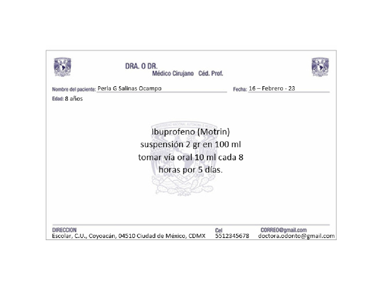 Recetas - apuntes - Facultad odontologia - Studocu