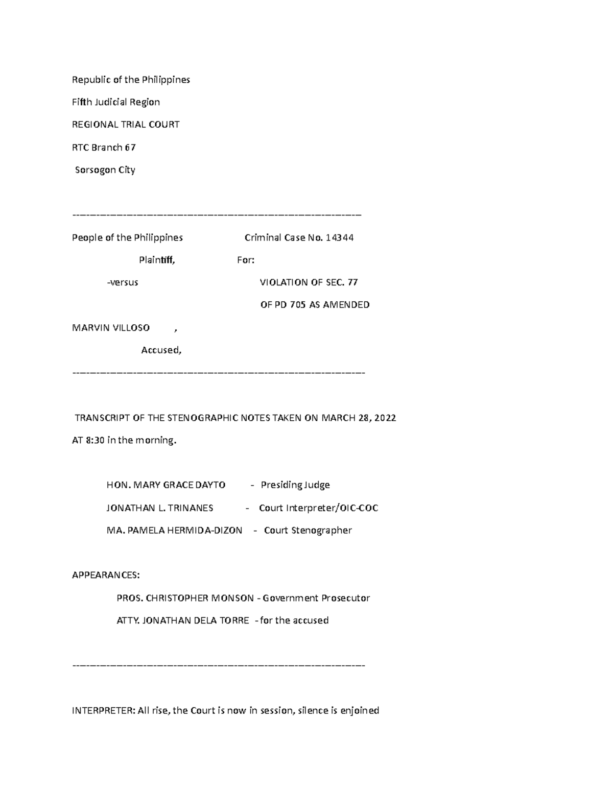 Practicum Plea Bargaining - Republic of the Philippines Fifth Judicial ...