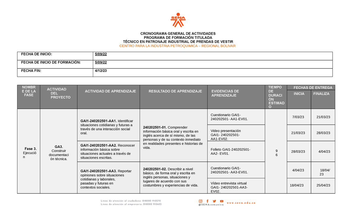 Cronograman Ingles 51640645 C5b07ec - CRONOGRAMA GENERAL DE ACTIVIDADES ...