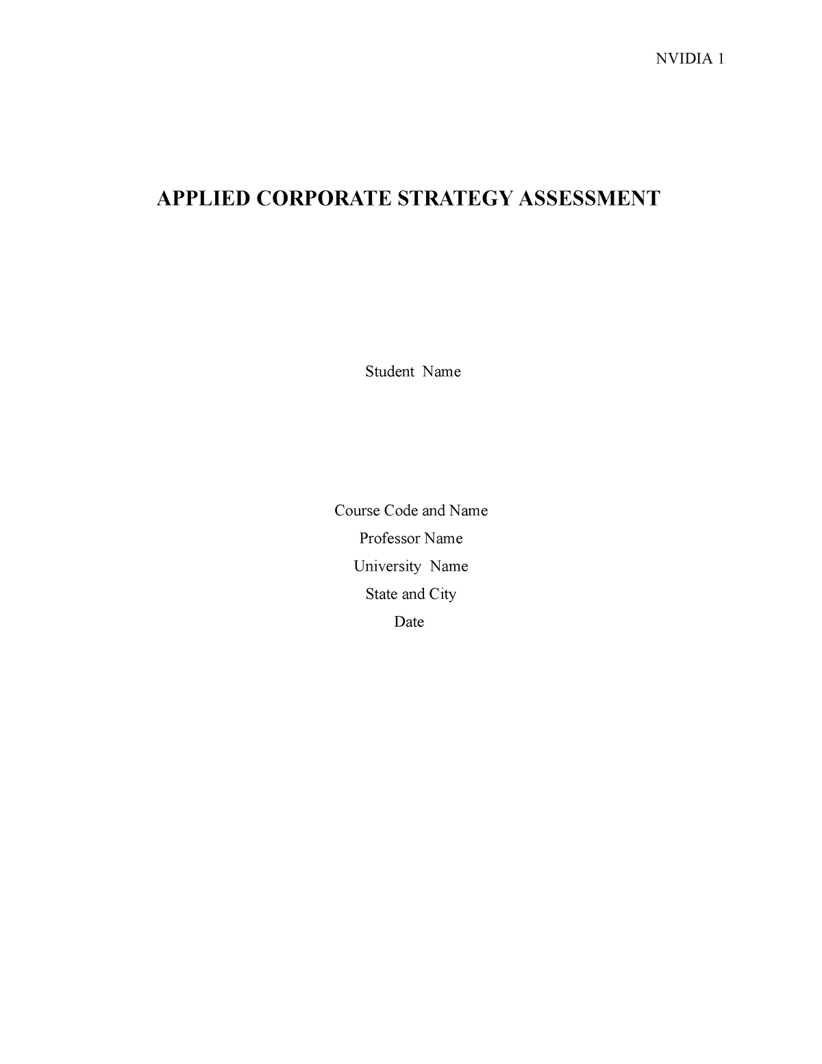 Nvidia - company analysis - APPLIED CORPORATE STRATEGY ASSESSMENT ...