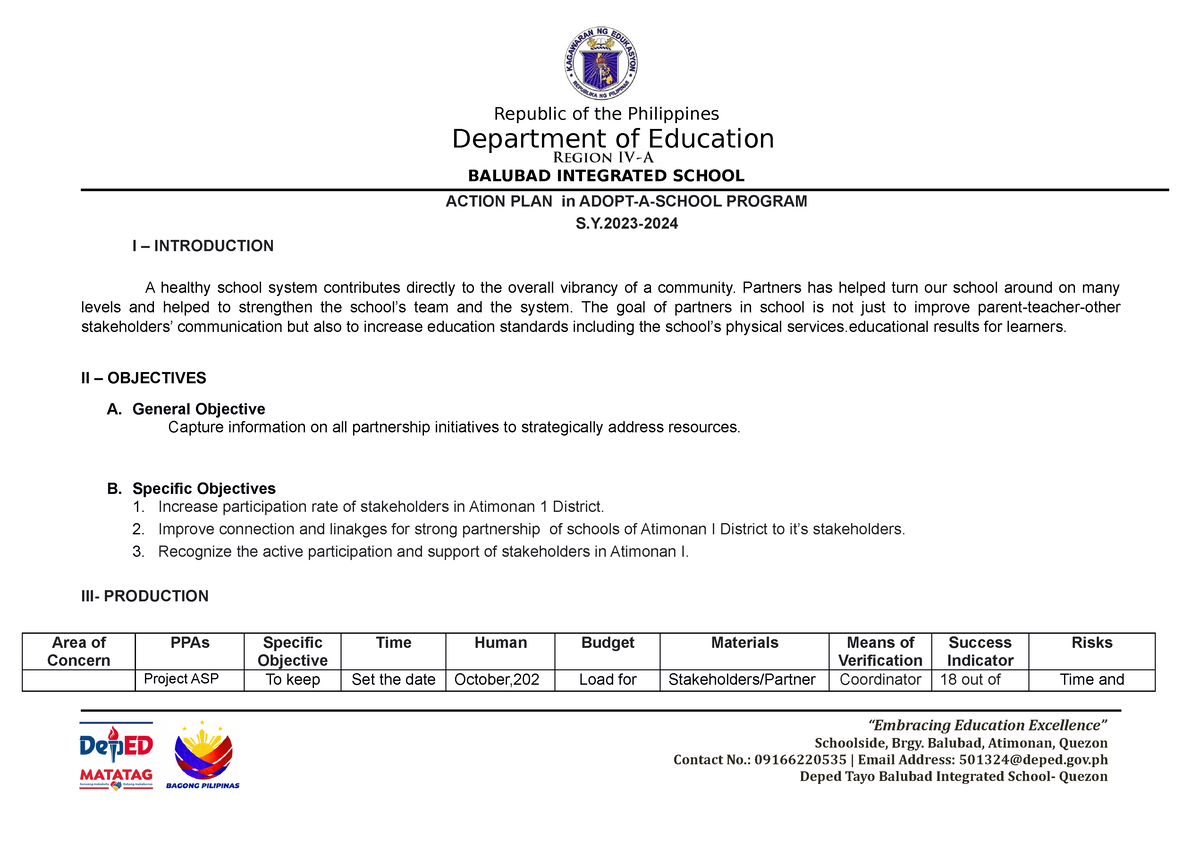 Action-Plan-in-ASP-SY23-24 - BALUBAD INTEGRATED SCHOOL Department Of ...