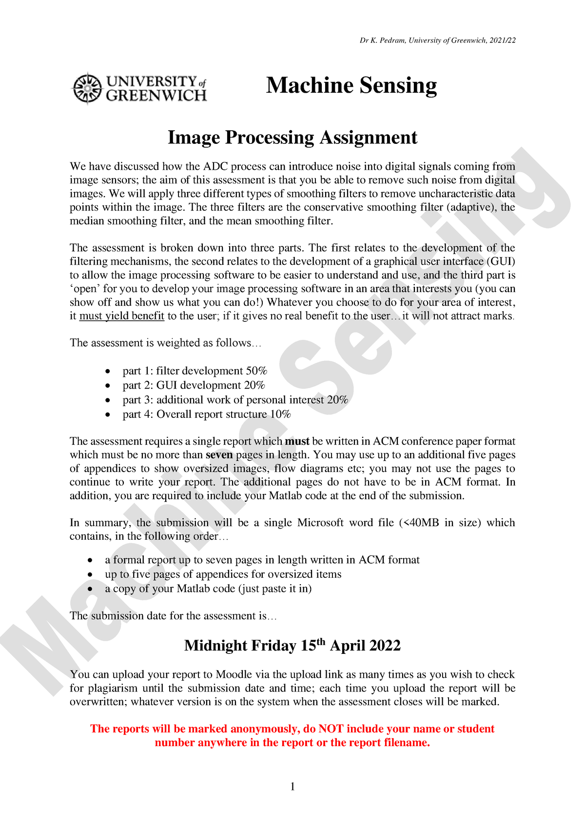 image processing assignment pdf