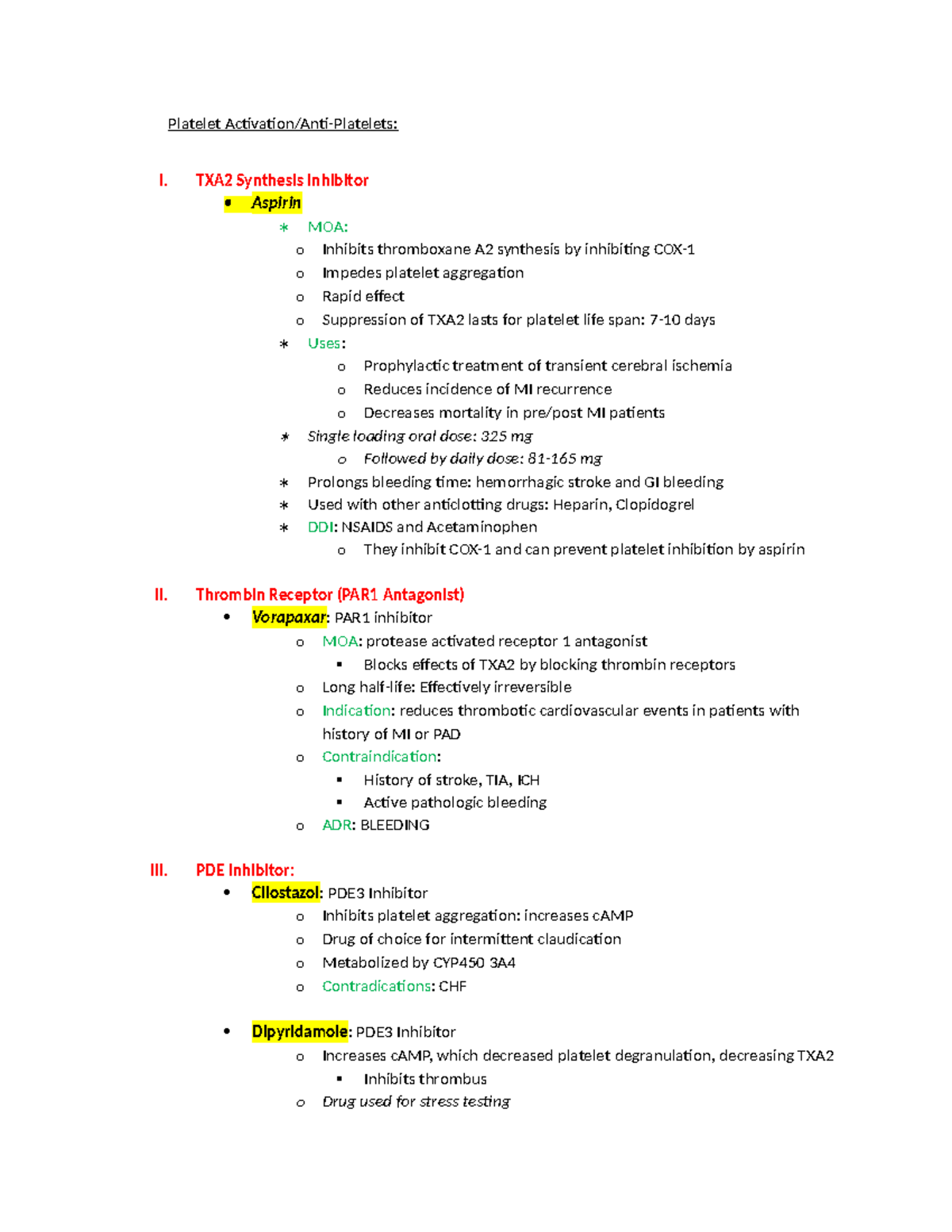 Antiplatelet - Platelet Activation/Anti-Platelets: I. TXA2 Synthesis ...