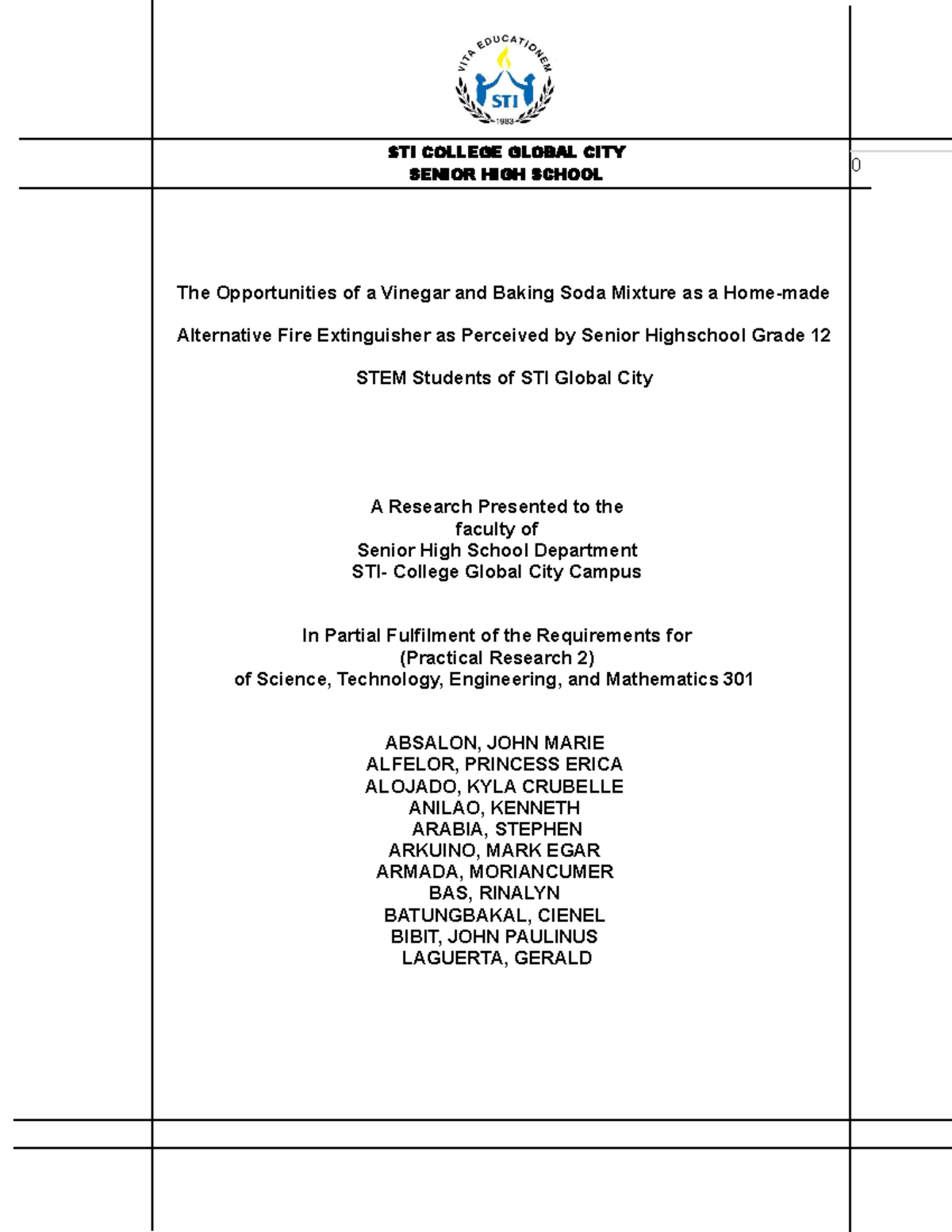 PR2STEMVINEGAR AND BAKING SODA MIXTURE The Opportunities of a