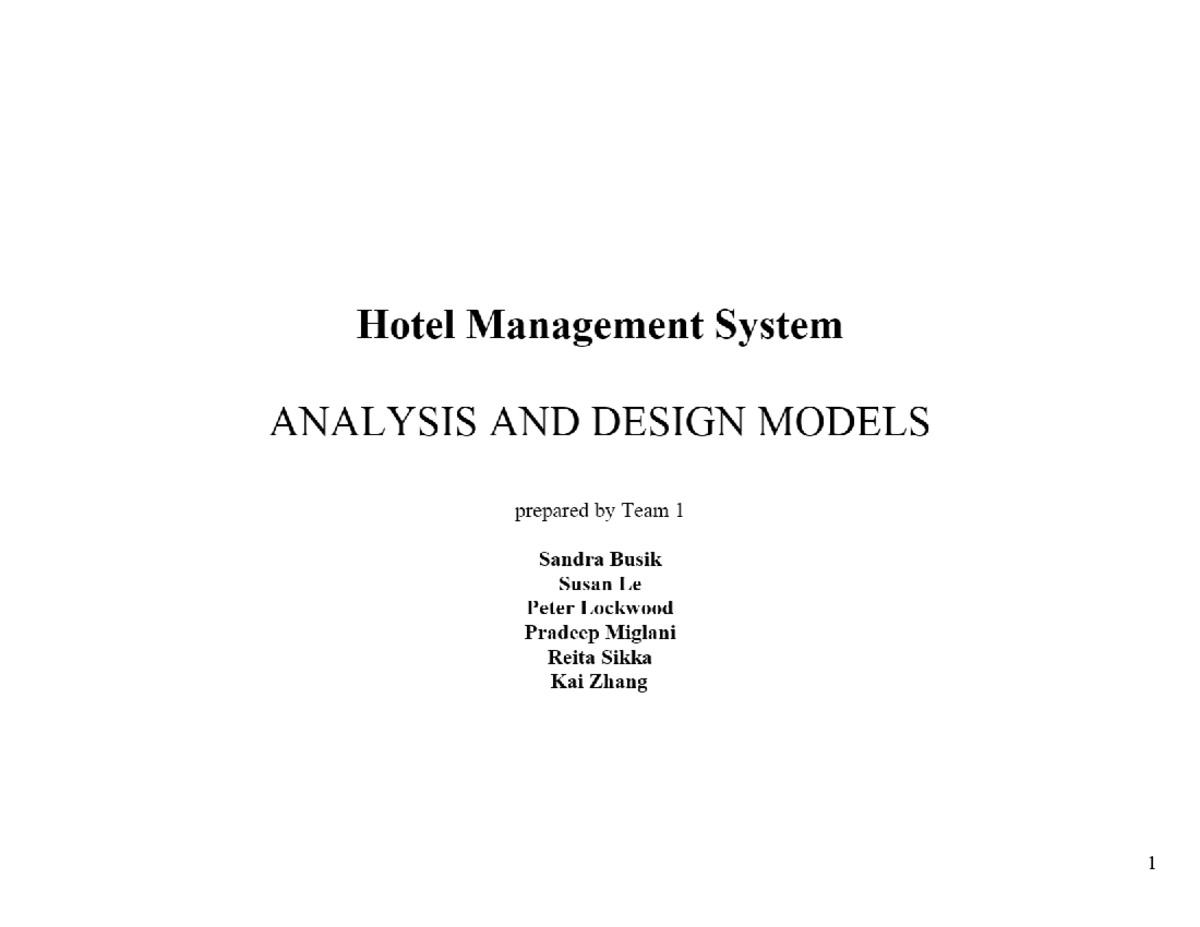Hotel Management System - Docest - Mini Project - Studocu