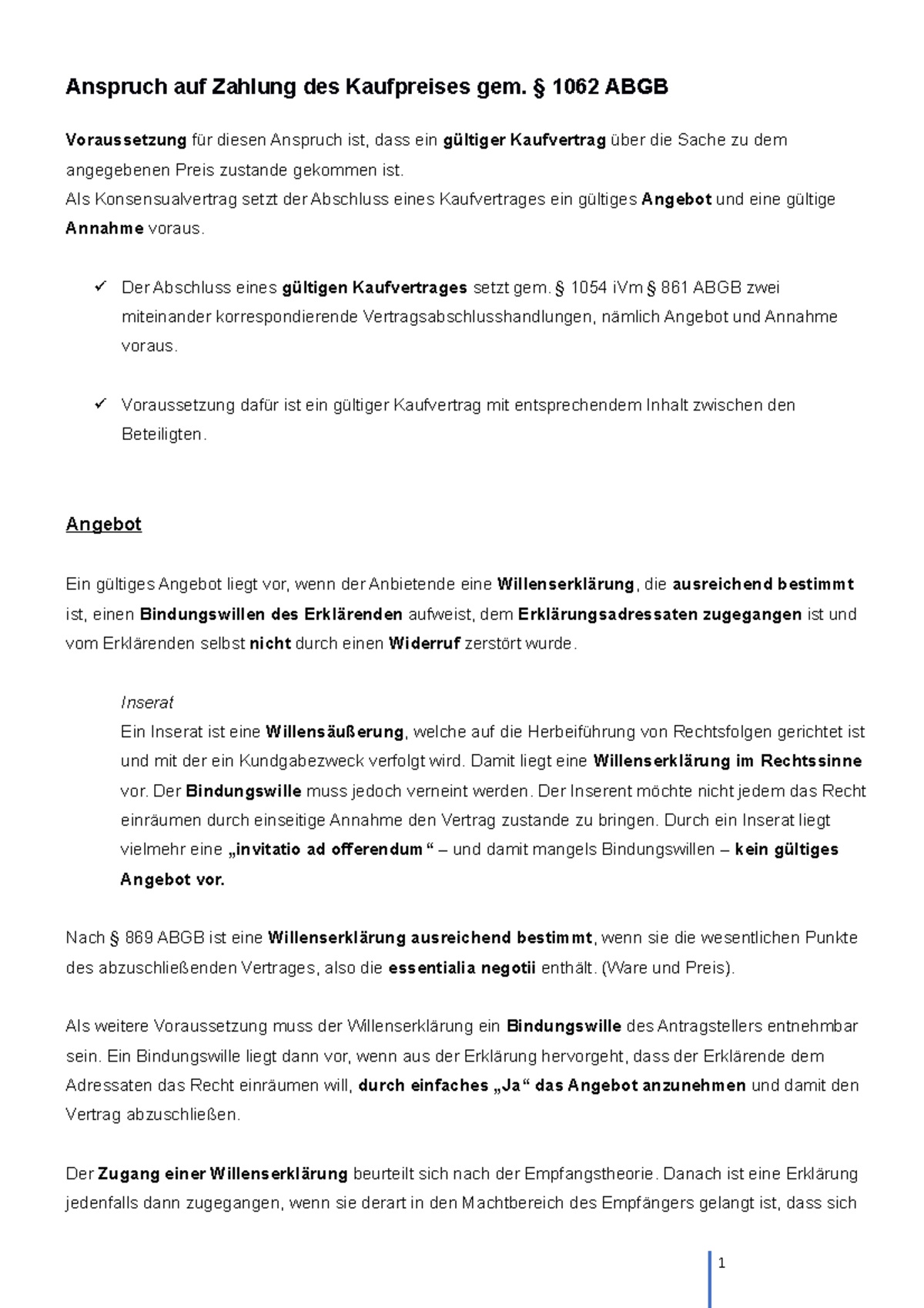 Anspruch Auf Rückzahlung Des Kaufpreises