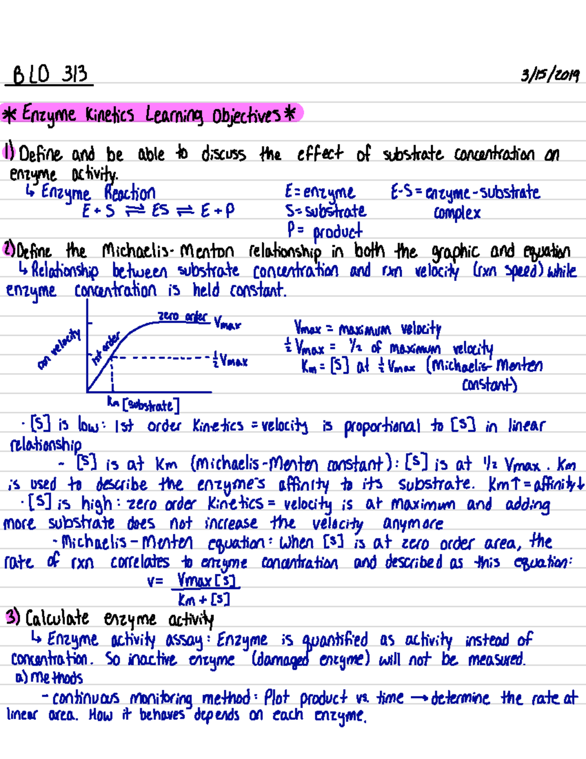 BLD 313 (SS19) 21 - Learning Objectives - B LD 313 3/15/ * Enzyme ...