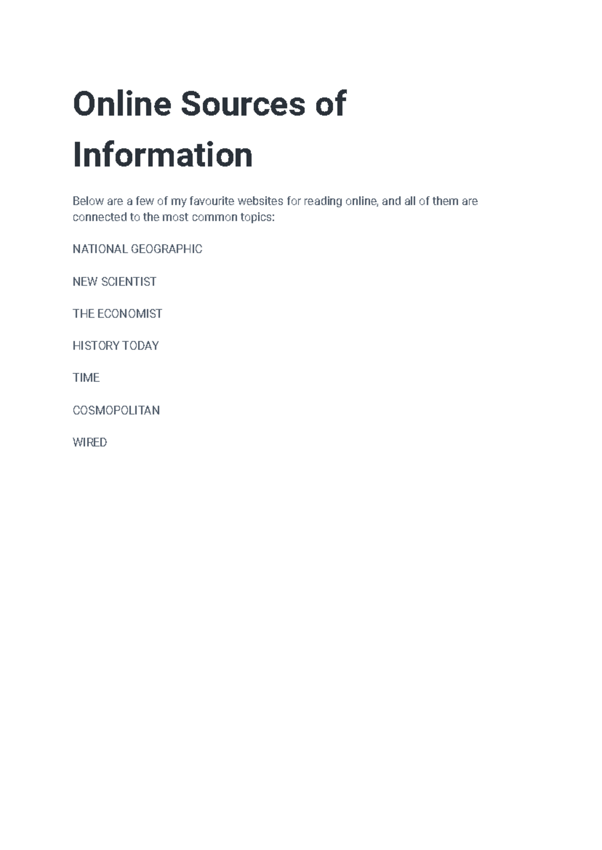 Writing Examples Ielts p1 - Online Sources of Information Below are a ...
