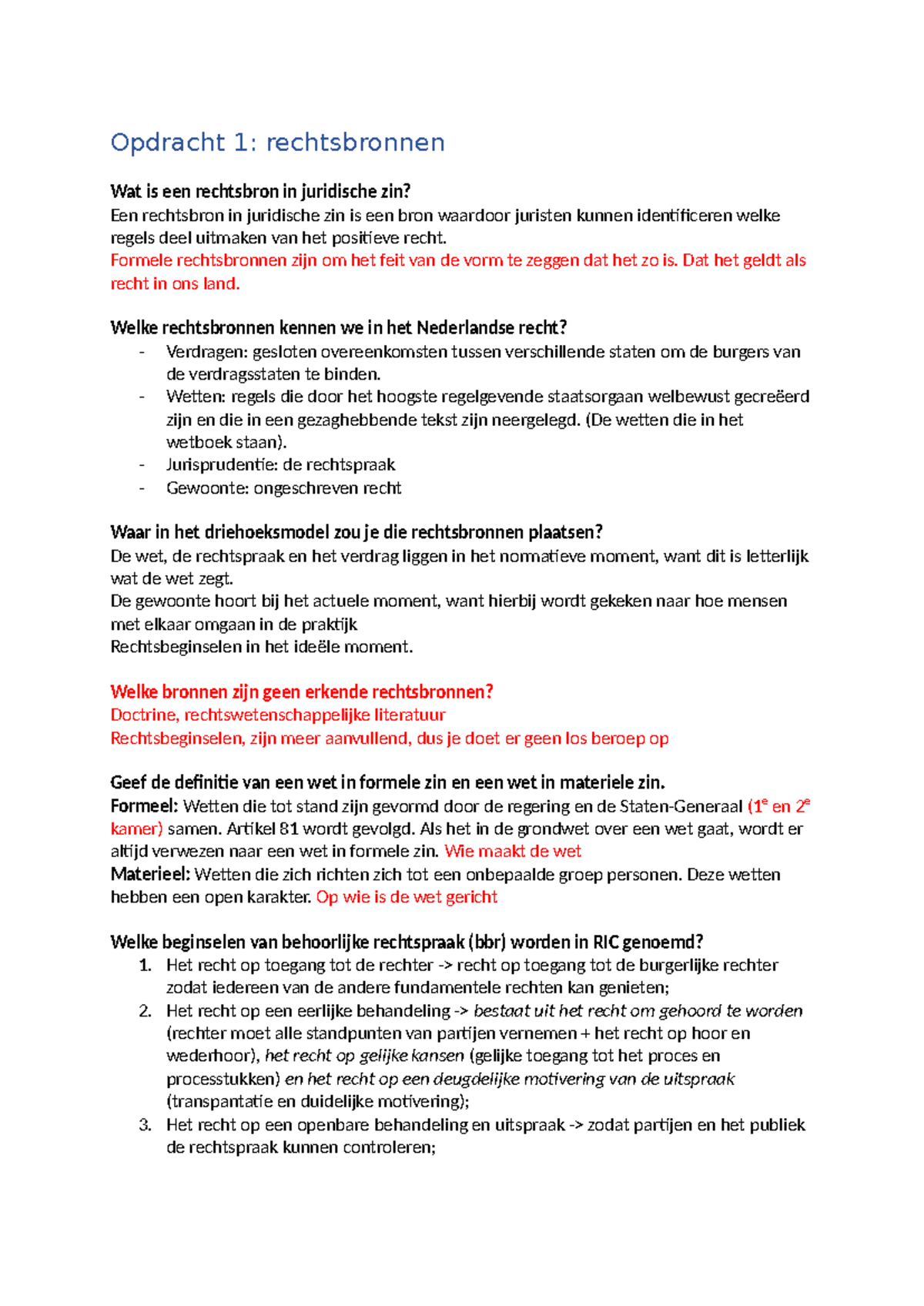 Week 2 Rechtsbronnen - Uitwerking Opdrachten - Opdracht 1 ...