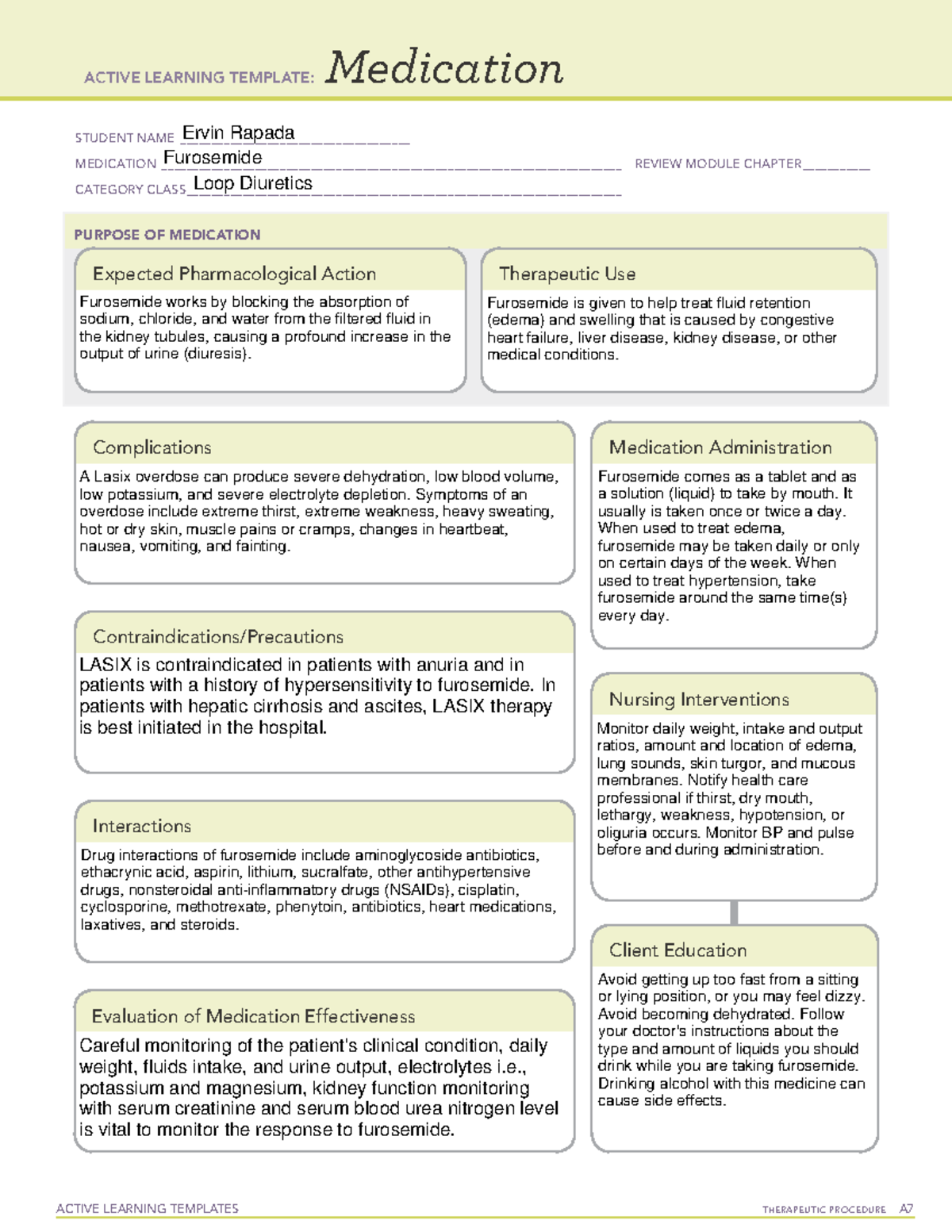 Active Learning Template Medication