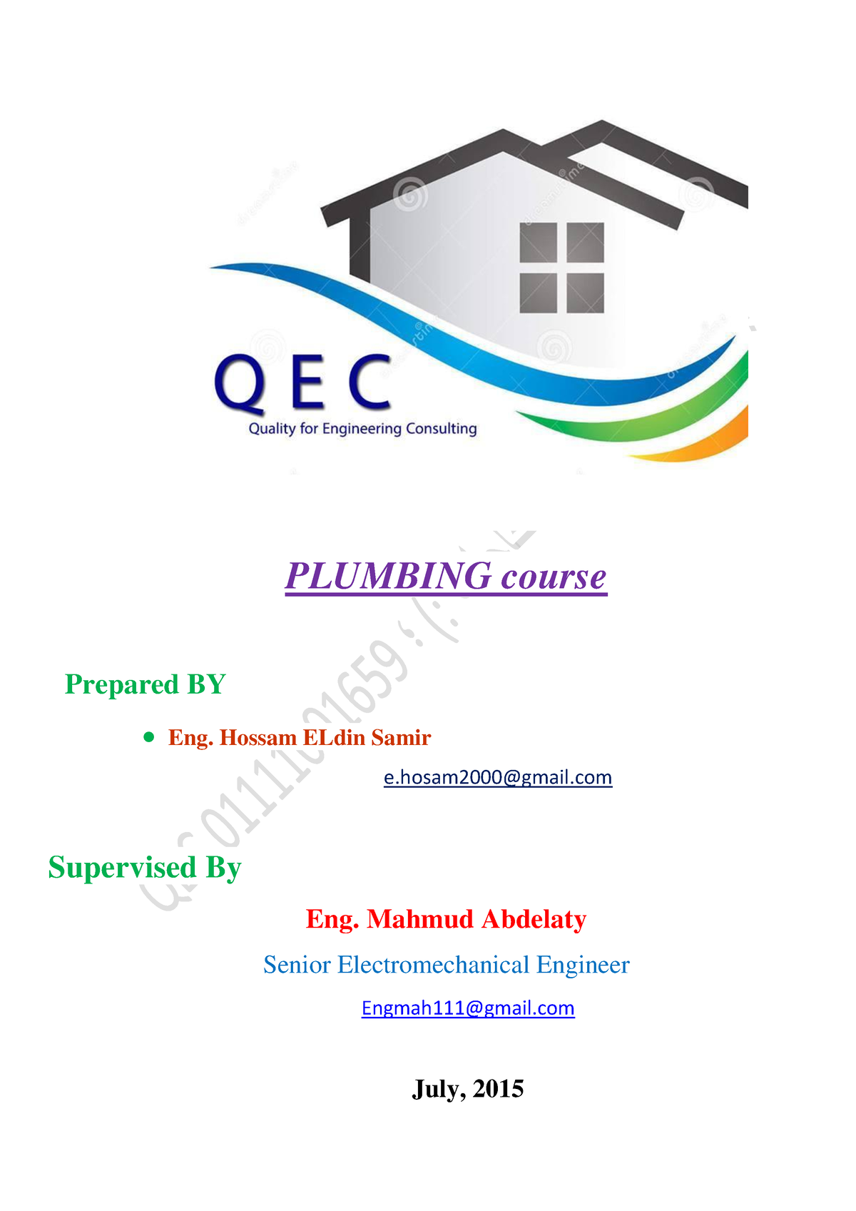 كورس المهندس حسام سمير - Summary Mechanics - PLUMBING course Prepared ...