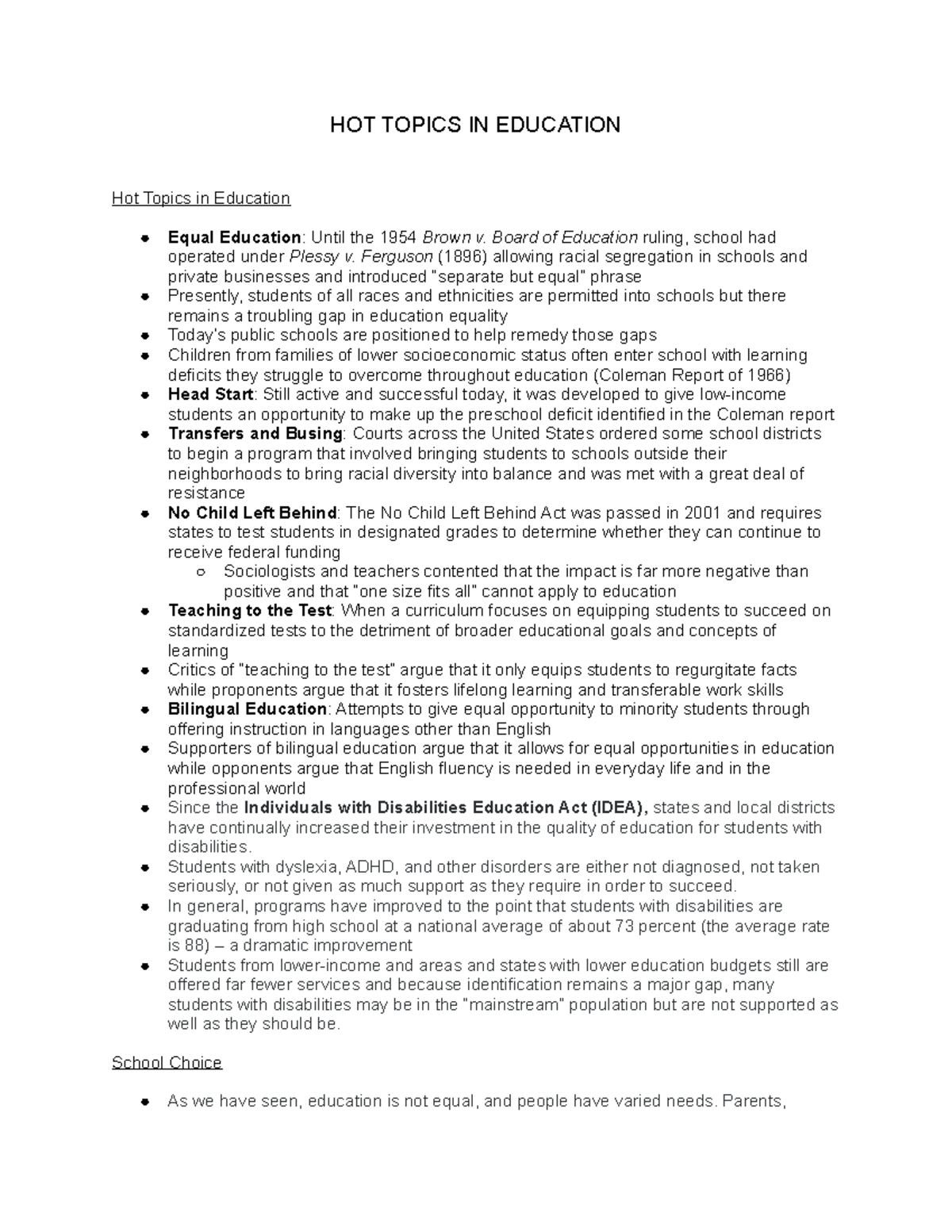 Module 12 Part 2 Hot Topics in Education HOT TOPICS IN EDUCATION Hot