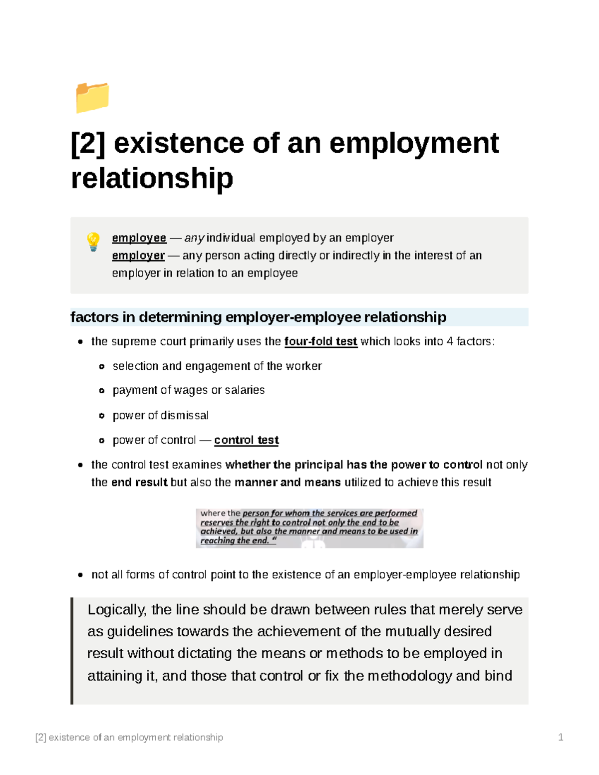 2 Existence Of An Employment Relationship 2 Existence Of An 