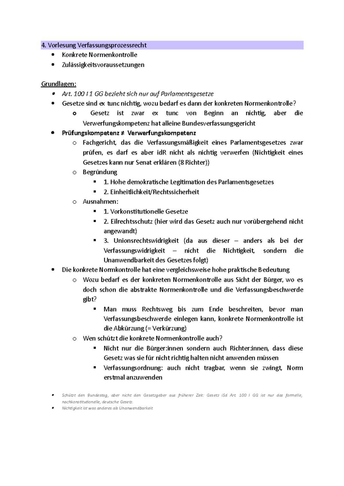 Unterschied Abstrakte Und Konkrete Normenkontrolle Vorlesung 4 Konkrete Normenkontrolle , Zulässigkeitsvoraussetzungen