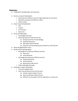 Principles of International Business Notes Two - Challenges in Global ...
