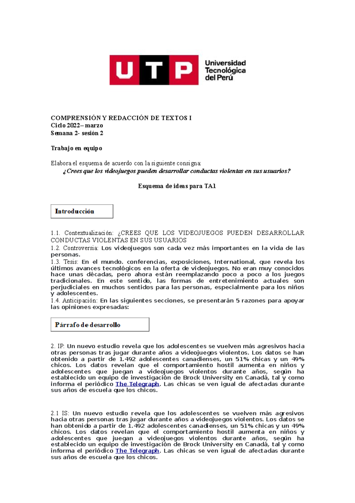 Estructura De Texto Argumentativo Comprensi N Y Redacci N De Textos