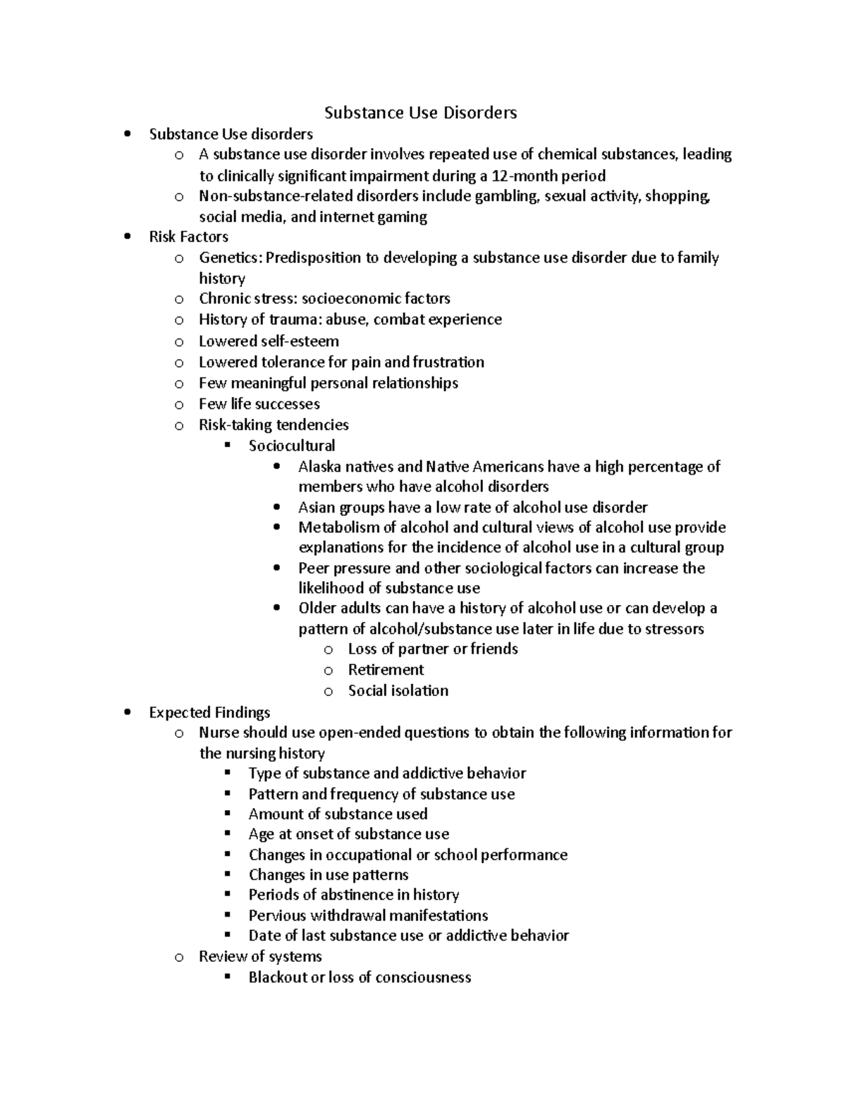 Substance Use Disorder Notes - H476 - Studocu