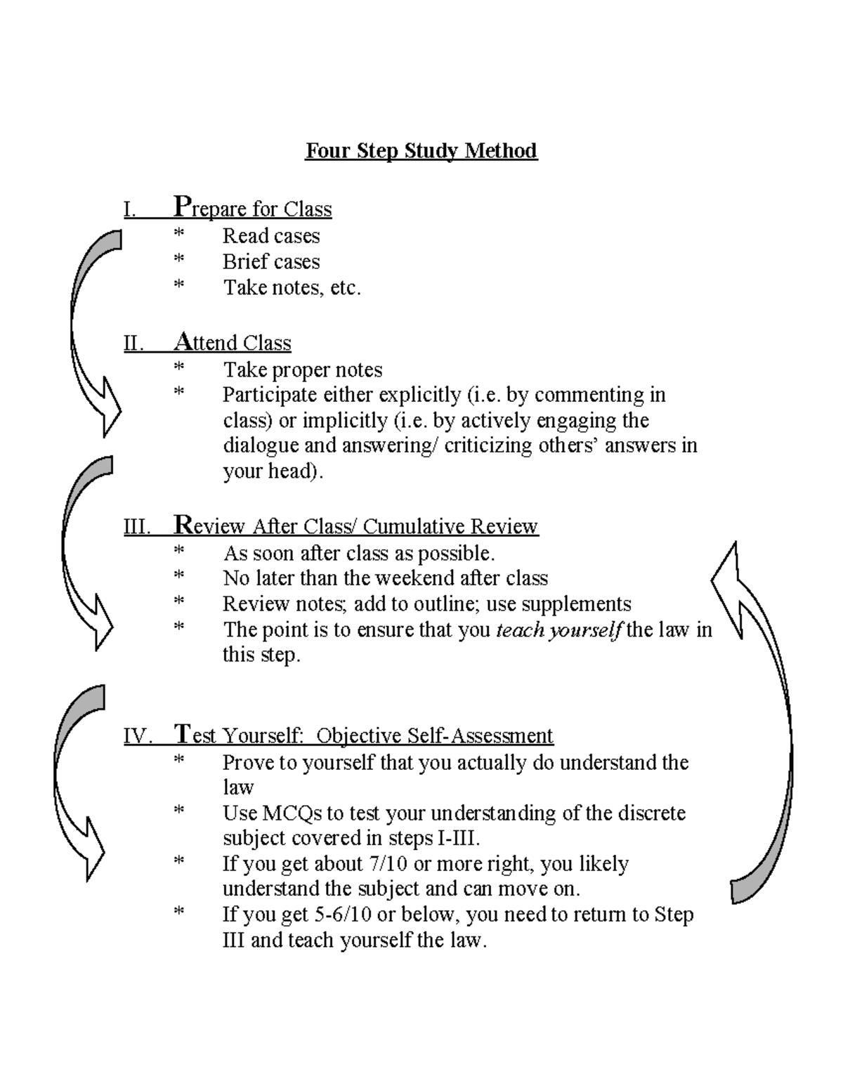 Four Step Study Plan - veoivoiev - Four Step Study Method I. Prepare ...