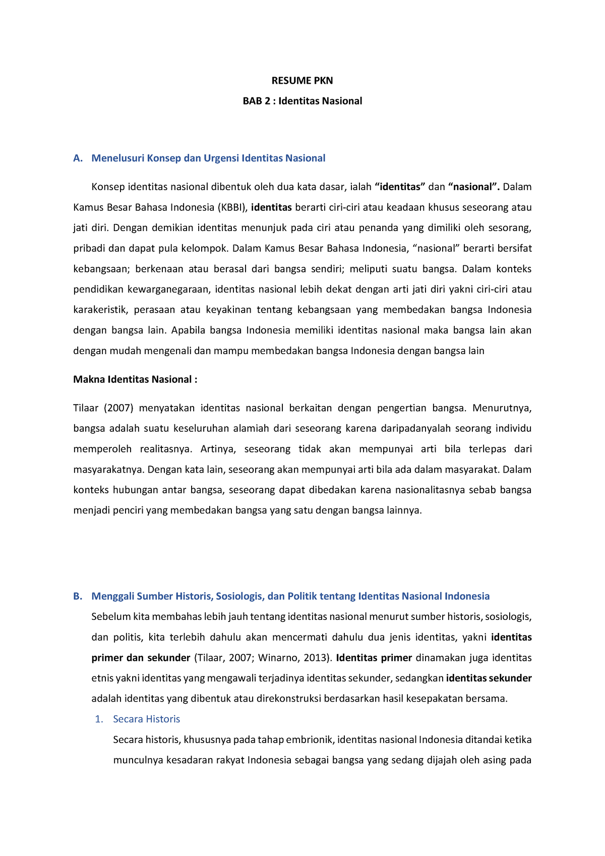 Resume BAB 2 Identitas Nasional - RESUME PKN BAB 2 : Identitas Nasional ...