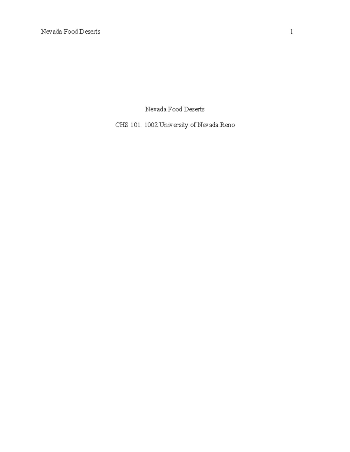 CHS Nevada Food Deserts Essay Project - Nevada Food Deserts 1 Nevada ...