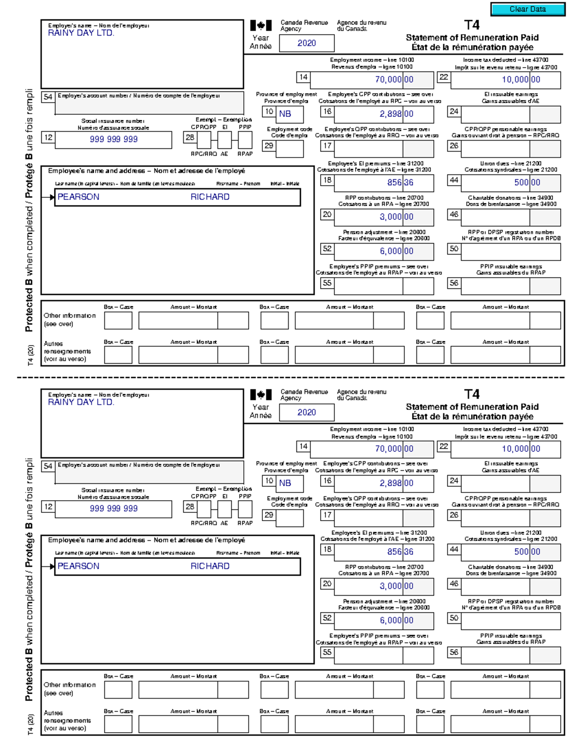 T4 Statement Of Remuneration Paid Fillable Form - Printable Forms Free ...