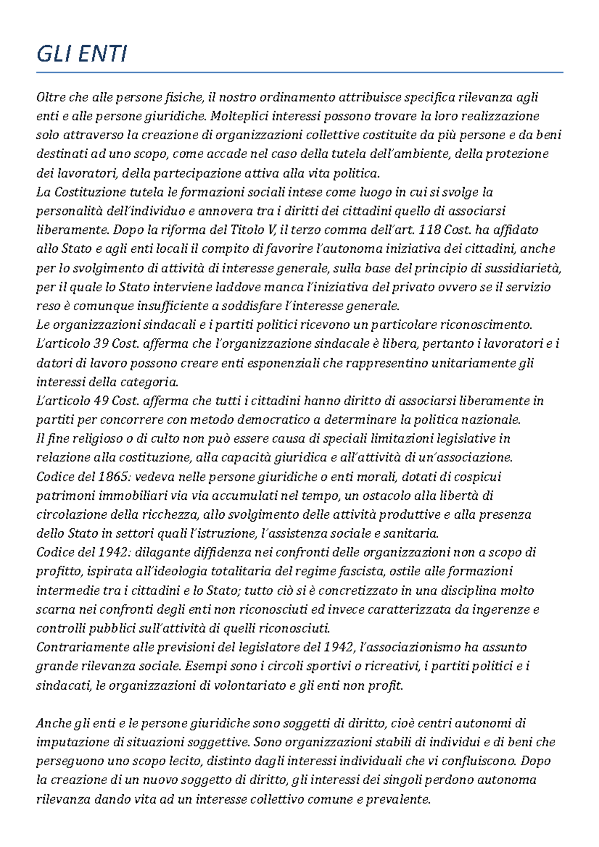 Gli enti Gli enti distinzioni riconoscimento associazioni