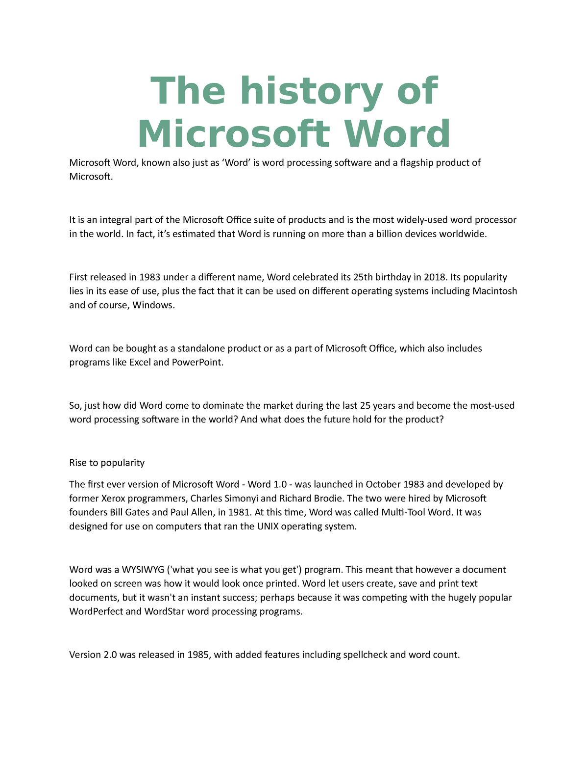 The History Of Microsoft Word The History Of Microsoft Word Microsoft 