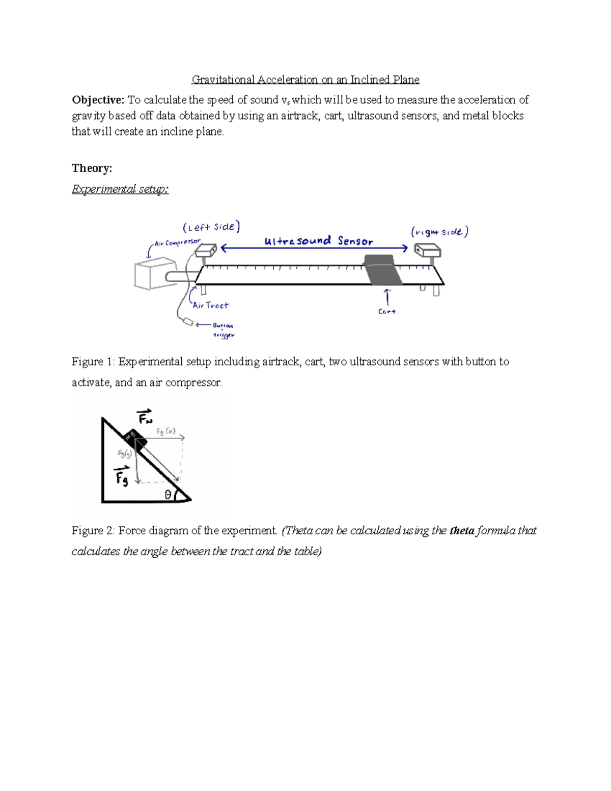 acceleration due to gravity experiment inclined plane