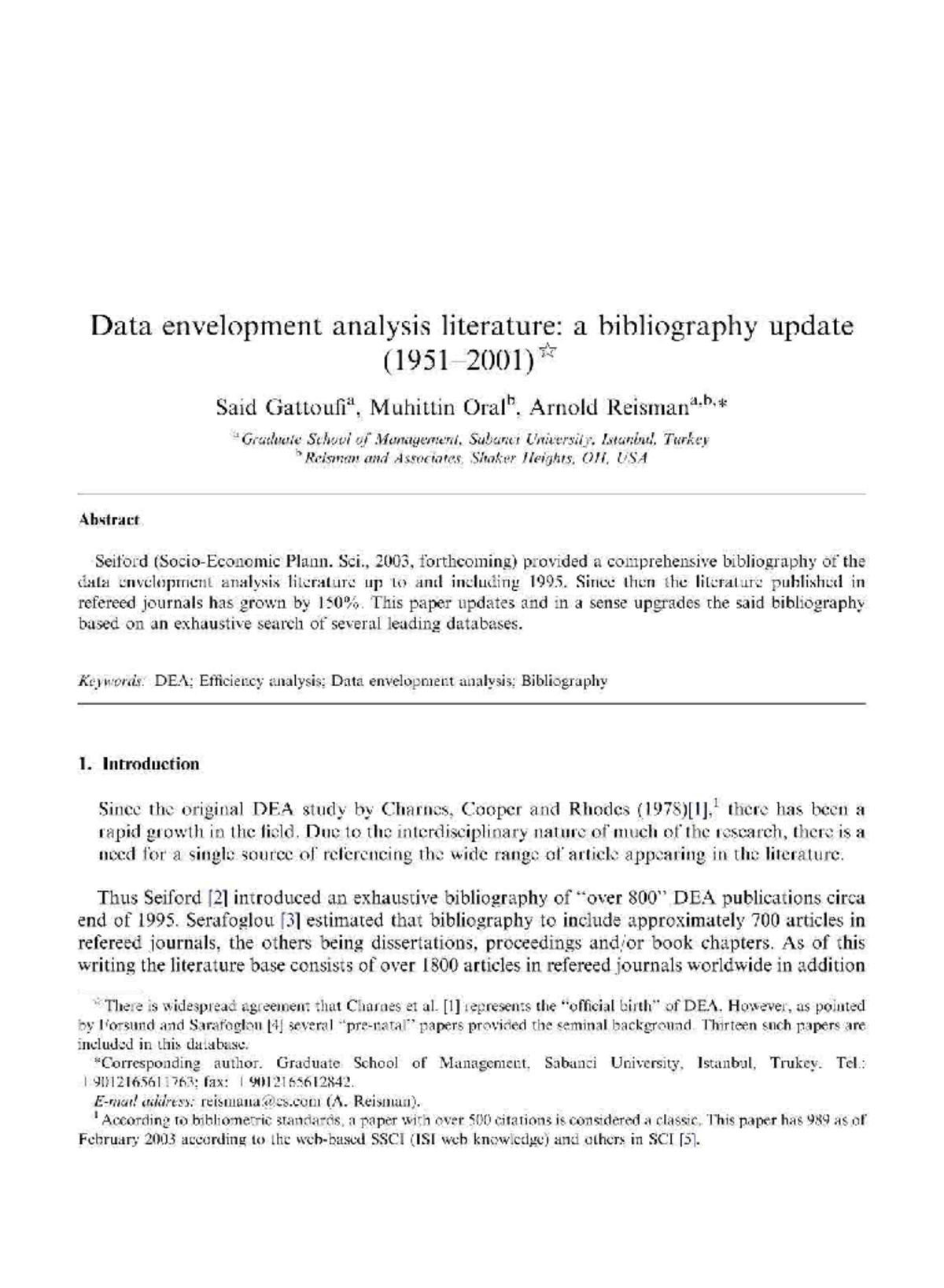 data envelopment analysis literature review