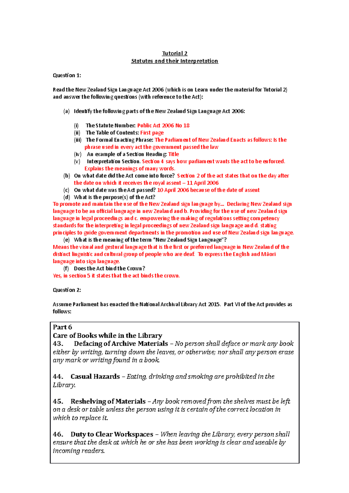 ACCT152 Tutorial 2 Tutorial 2 Statutes and their Interpretation
