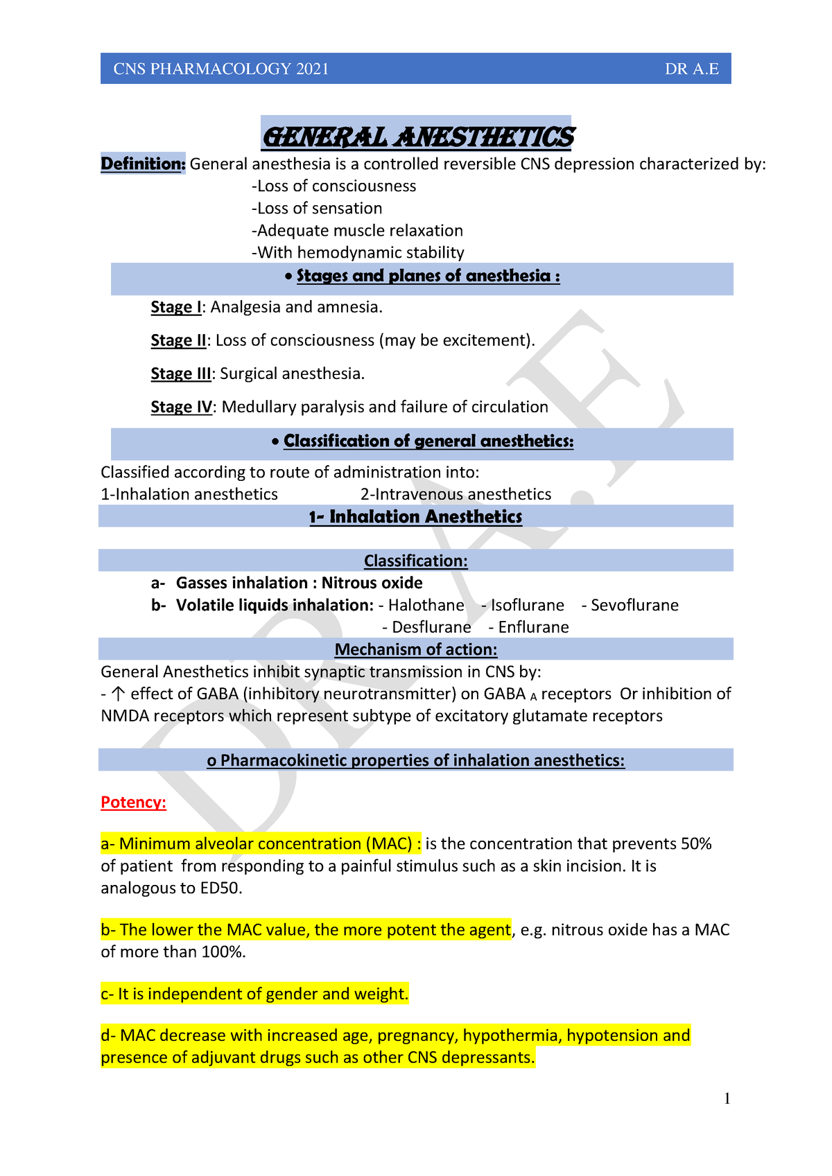 research topics on anesthetics