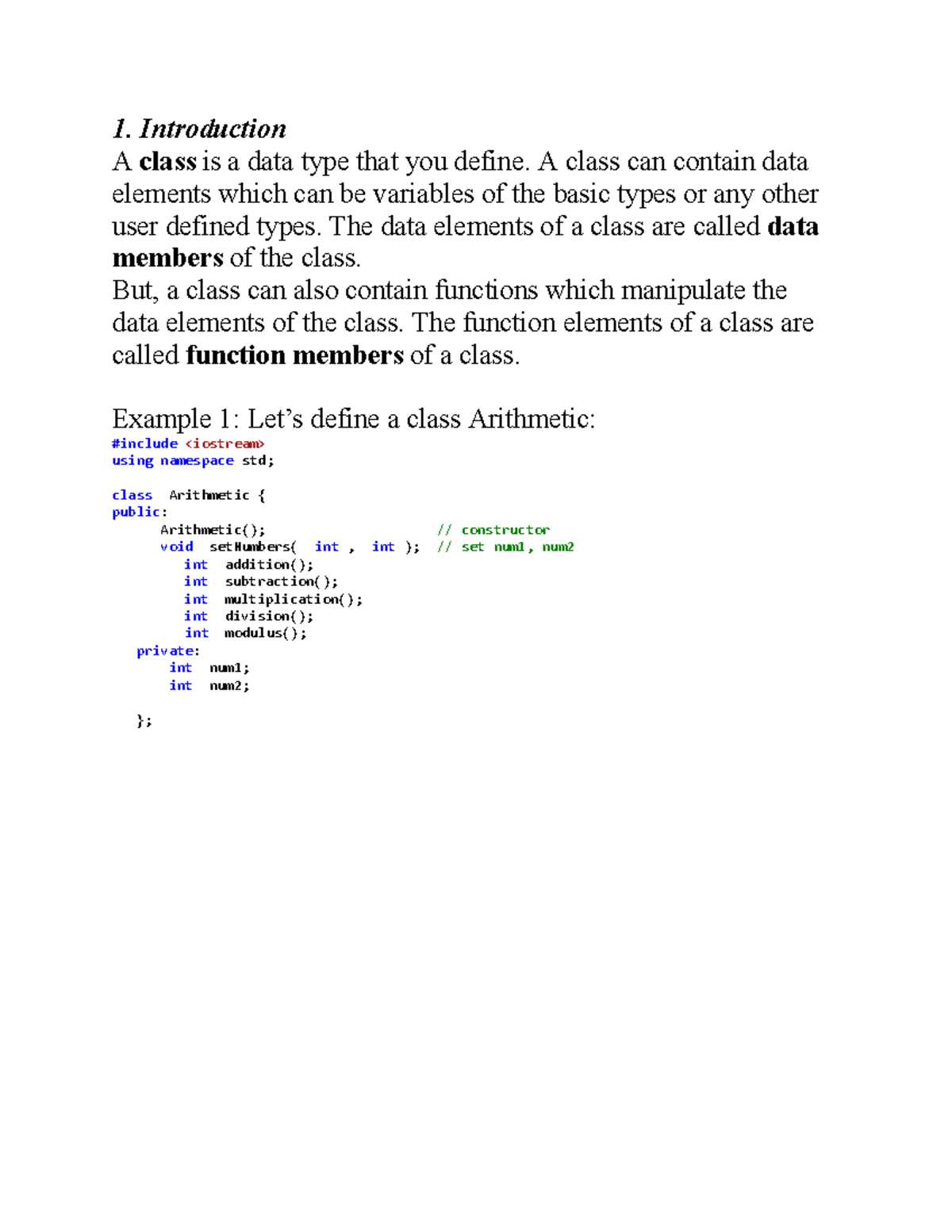 EncapsulationC++ - 1. Introduction A class is a data type that you ...