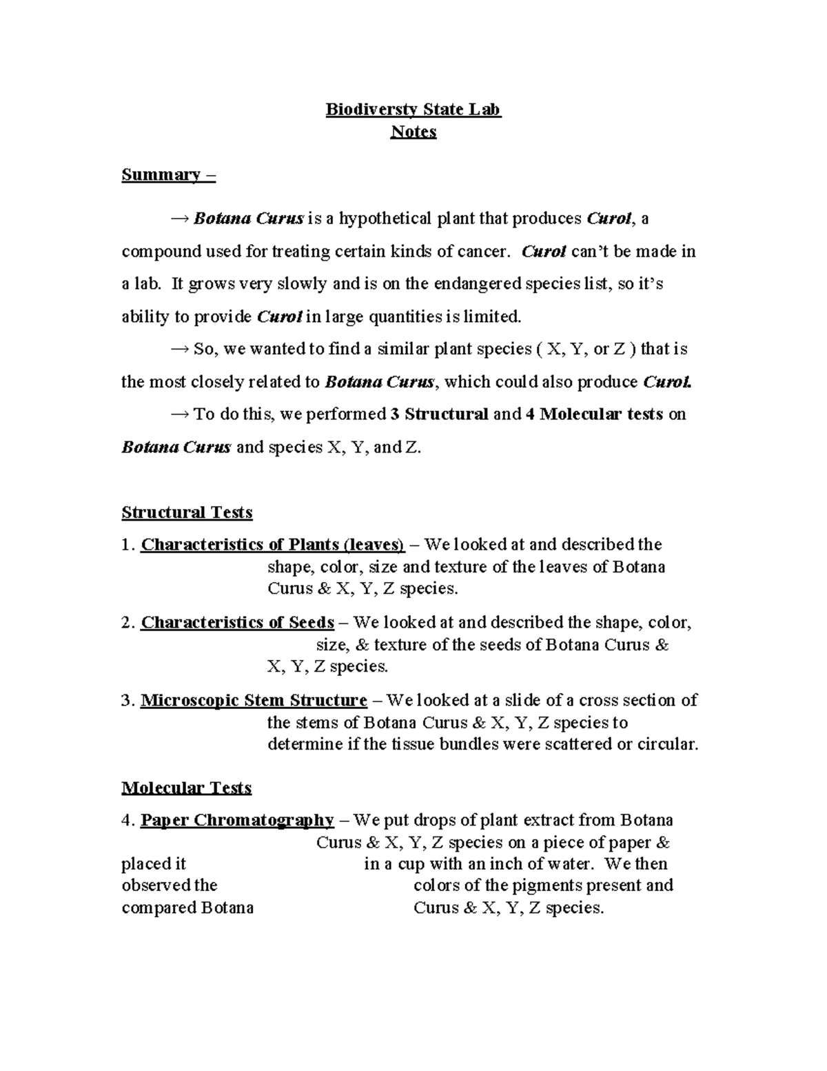 Biodiversty State Lab - Biodiversty State Lab Notes Summary – → Botana ...