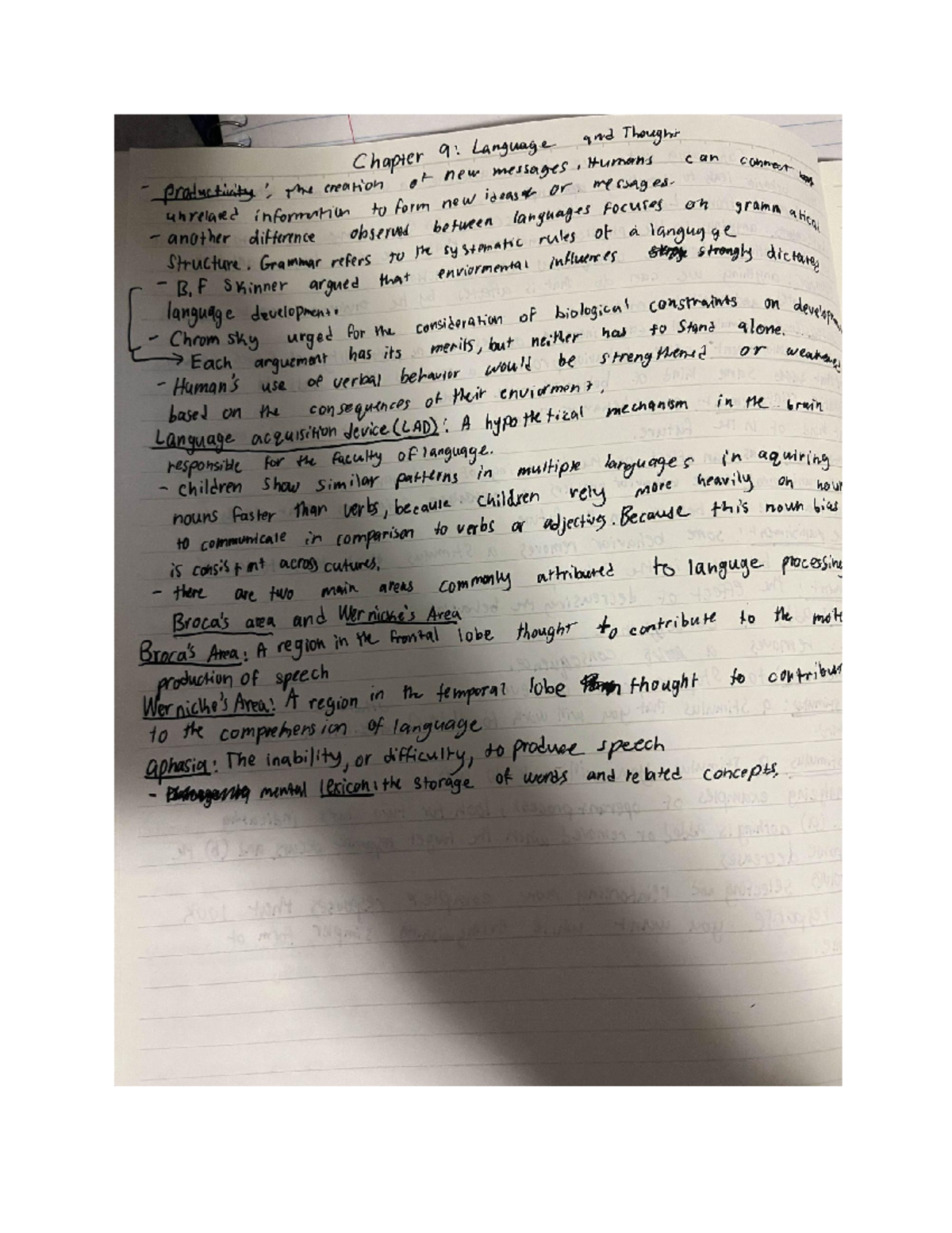 Chapter 9 notes - Chapter 9: Language and Thought productivity: the ...