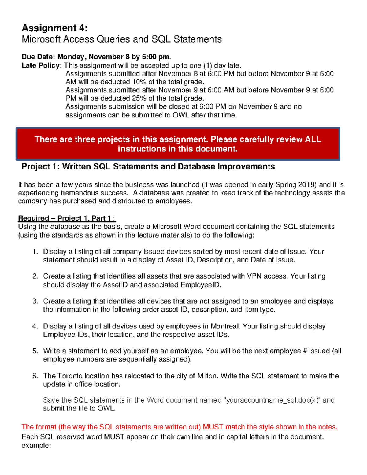 Assignment 4 F21 dfafsaasf - Assignment 4: Microsoft Access Queries and ...