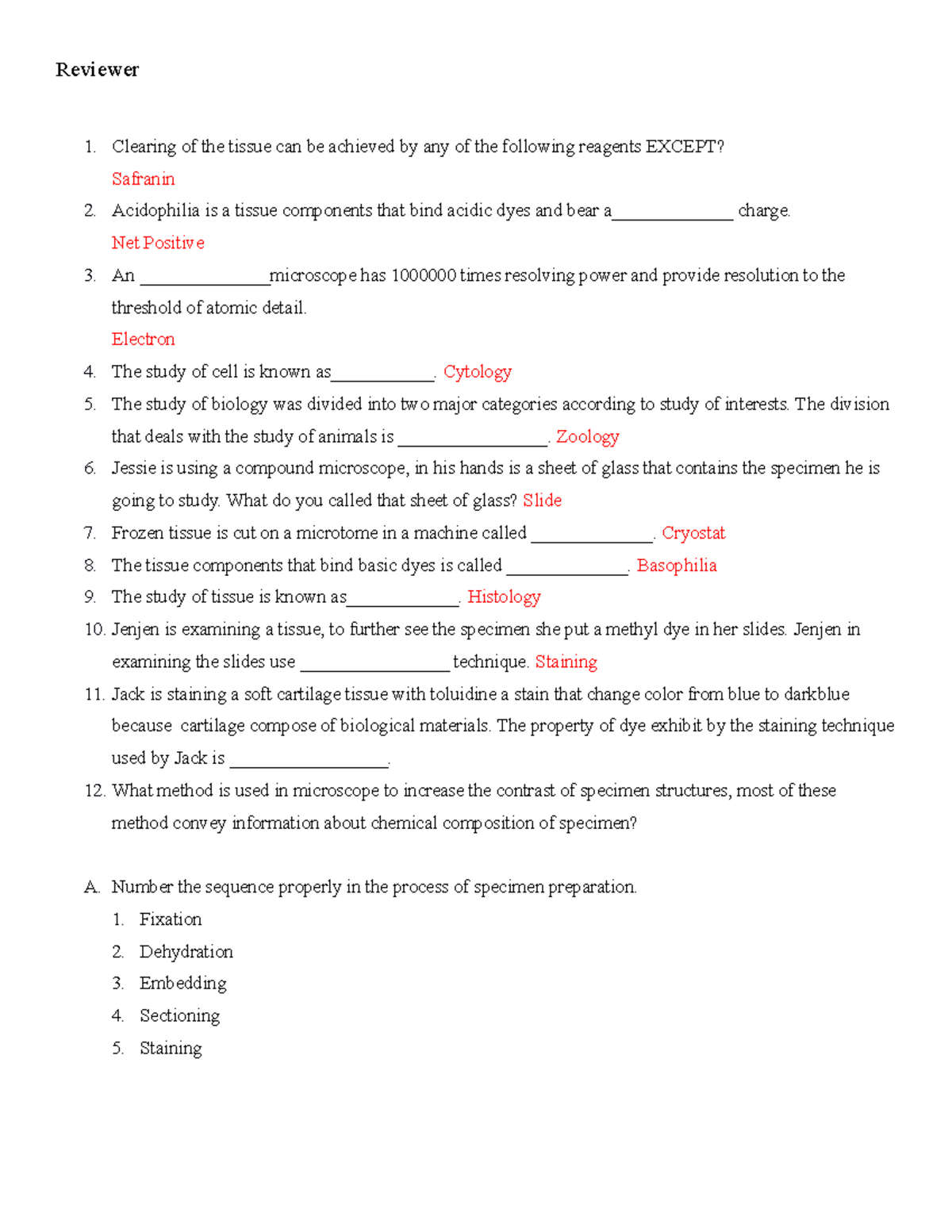 Reviewer of Zoology second semester of second year - Reviewer Clearing ...