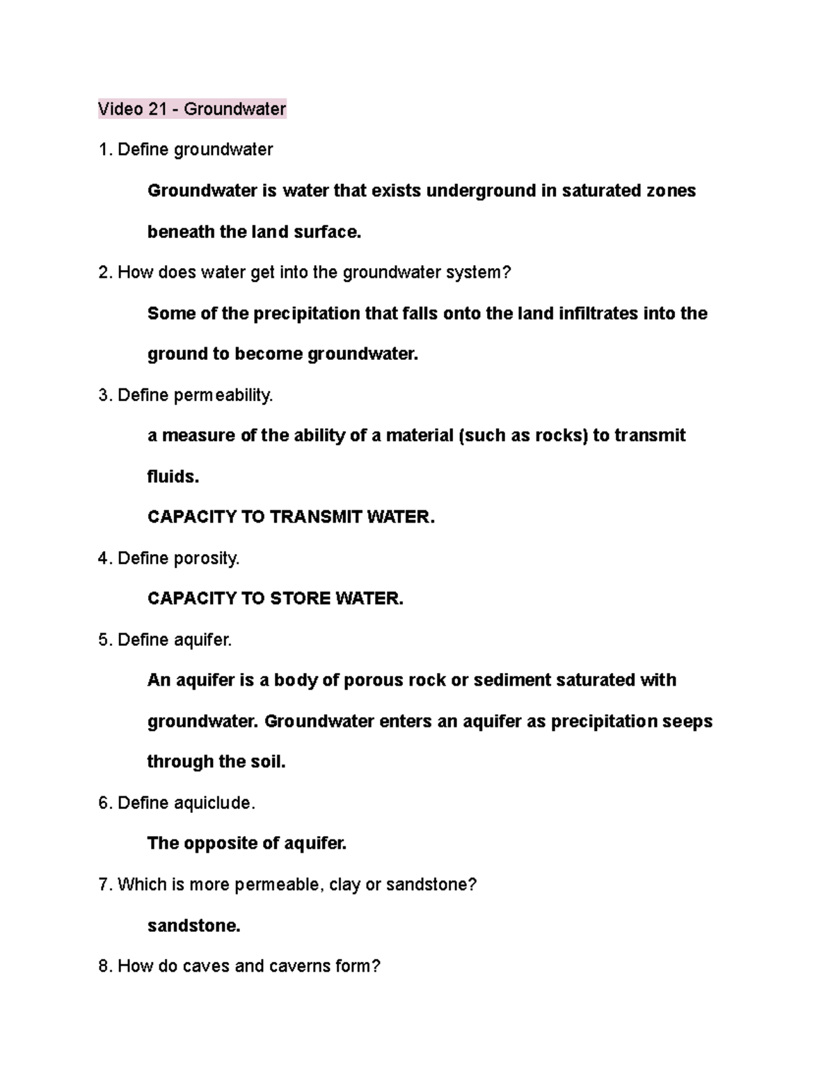 Video 21 GroundWater System Video 21 Groundwater Define