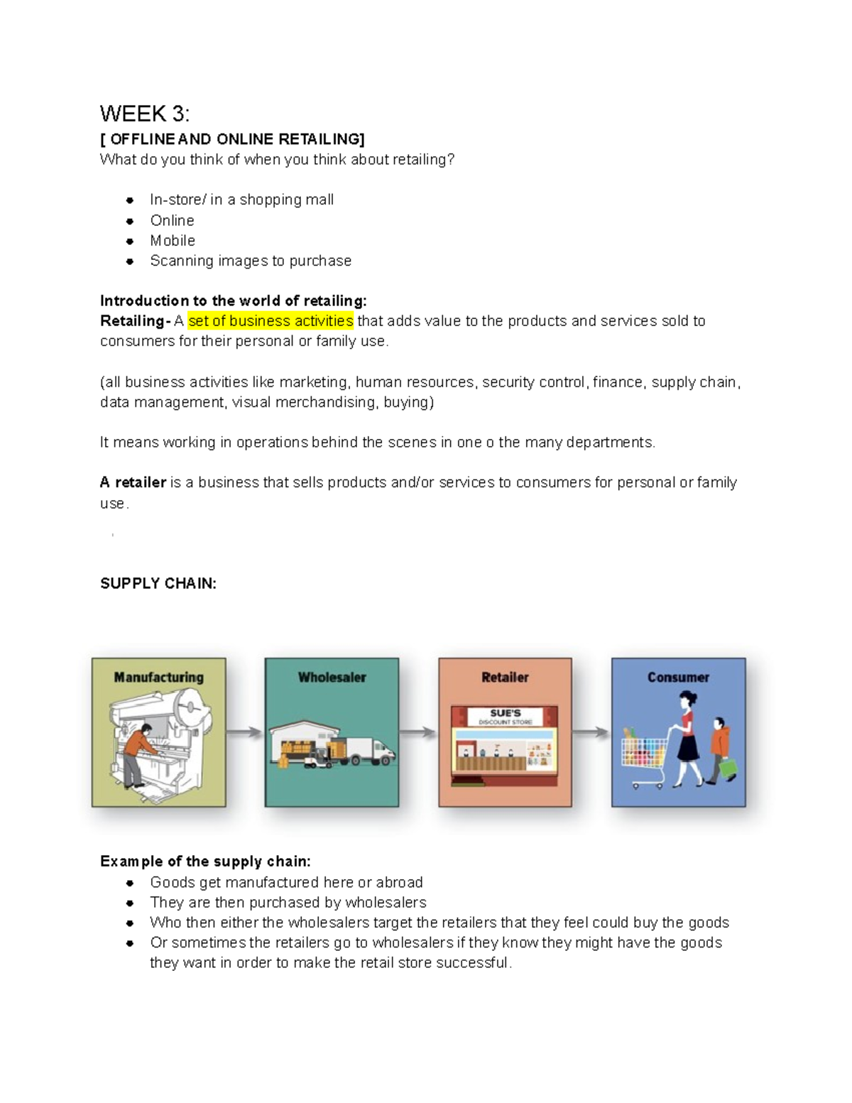 Global retail exam - Lecture notes 3-5 - WEEK 3: [ OFFLINE AND ONLINE ...