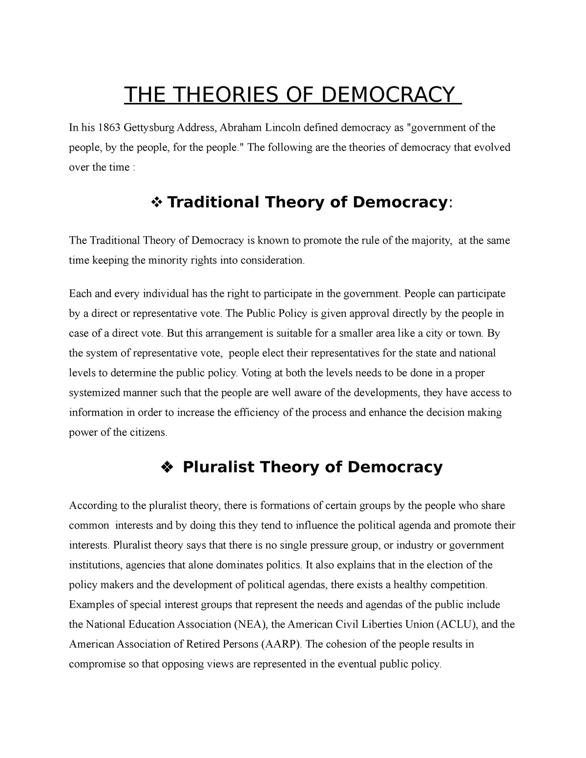 marxist theory of democracy assignment