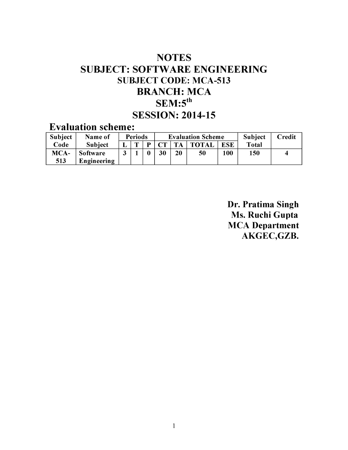 Se All Unit - Se Notes - NOTES SUBJECT: SOFTWARE ENGINEERING SUBJECT ...